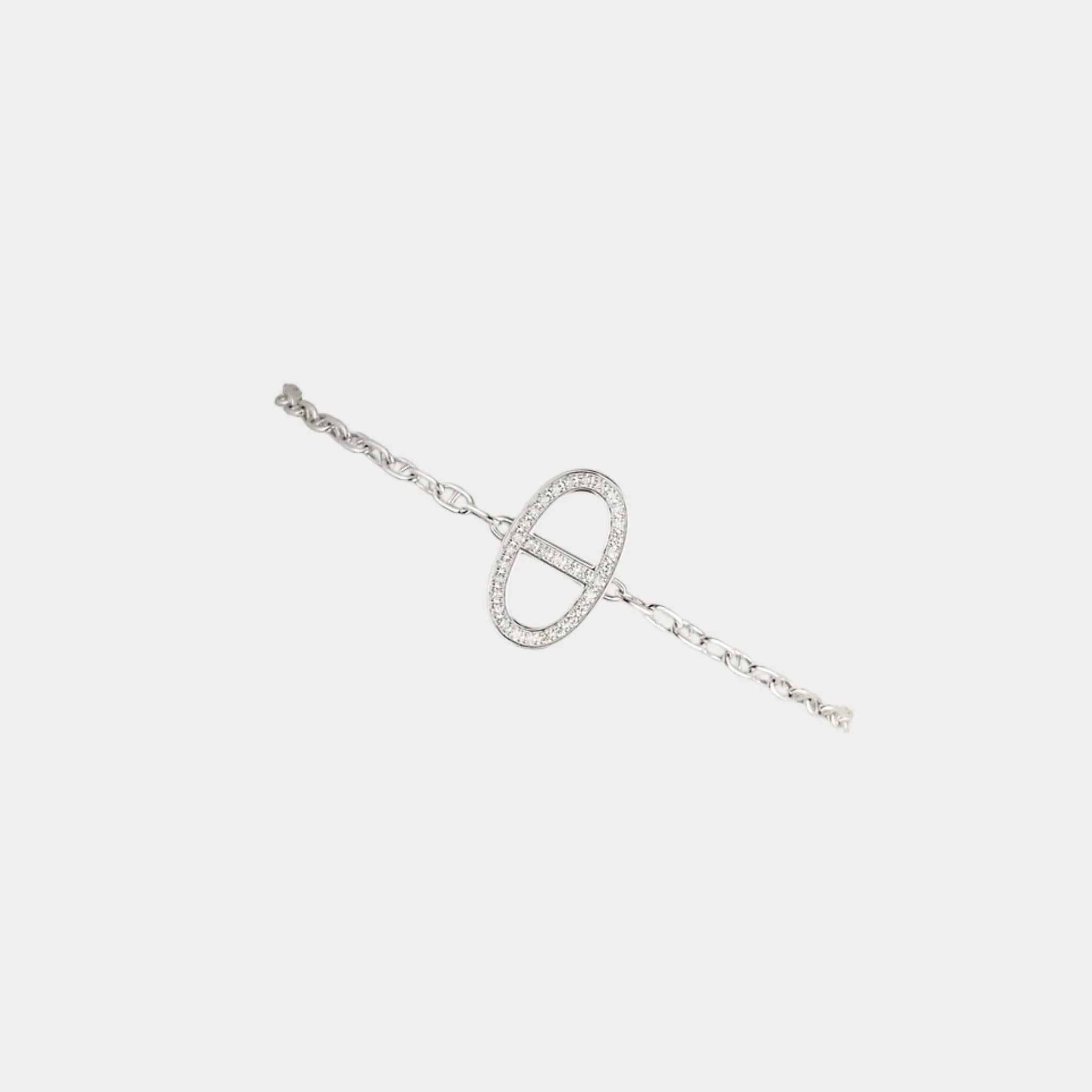Contour Anchor Chain Bracelet White Gold Diamonds