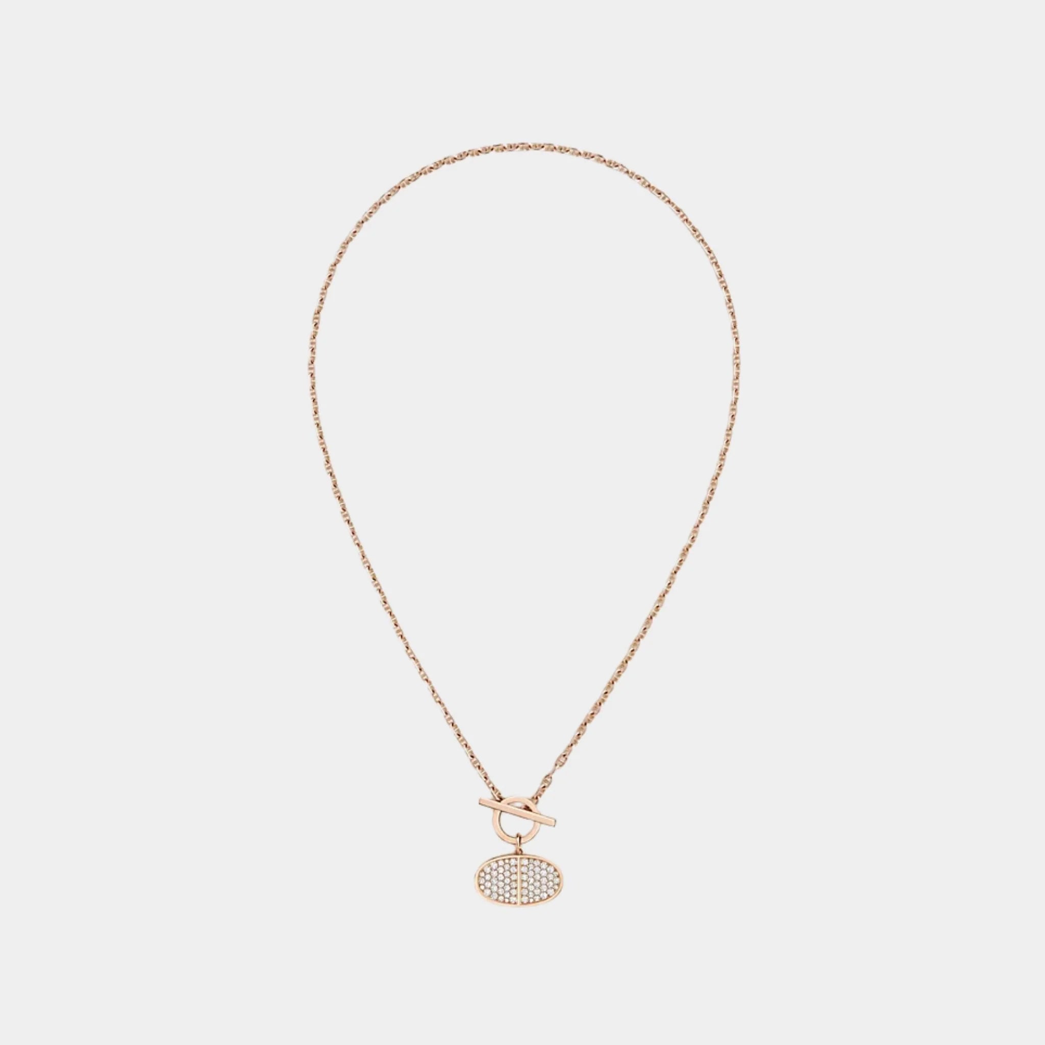 Contour Anchor Chain Pendant Rose Gold Diamonds