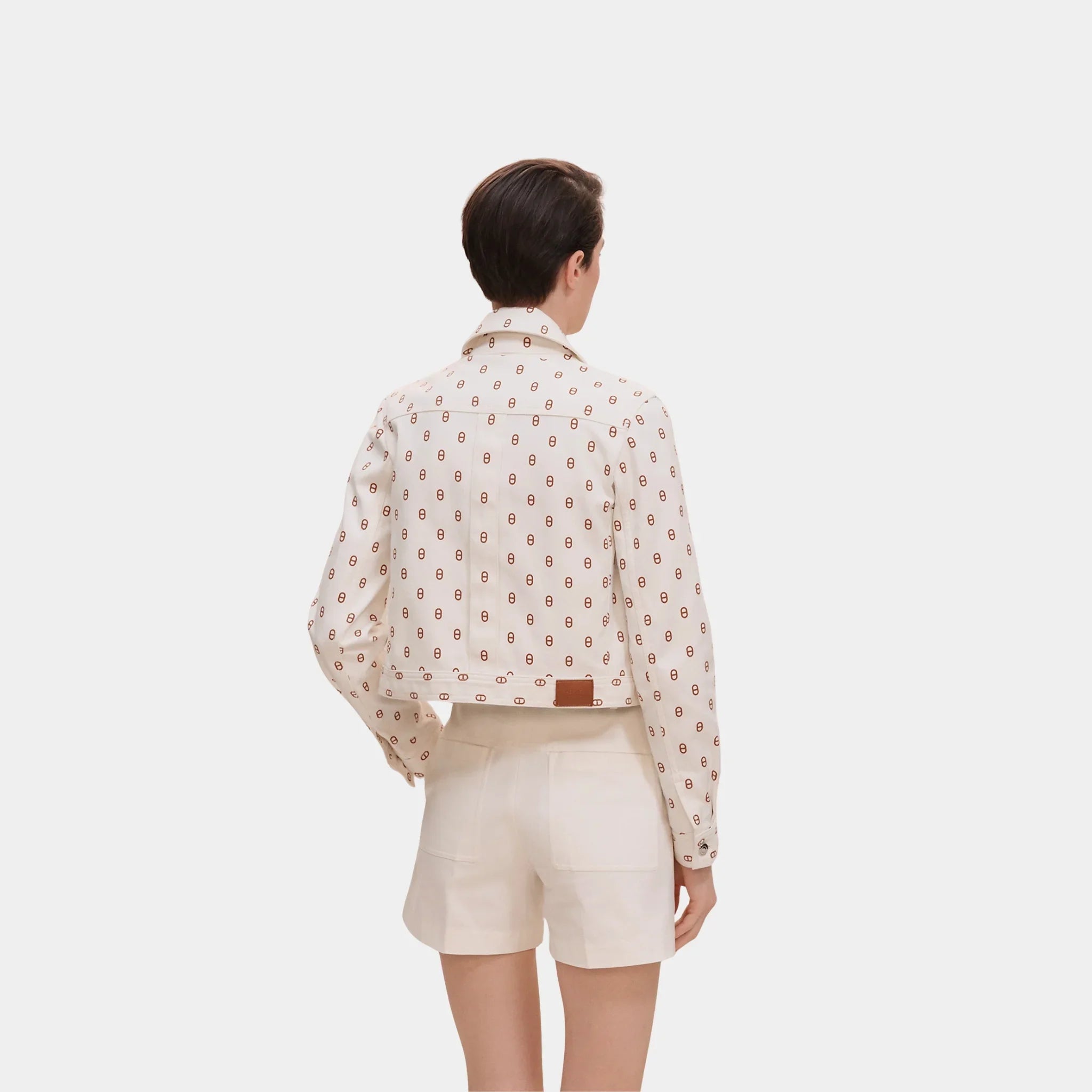 Denim-inspired Jacket with Anchor Chain Print