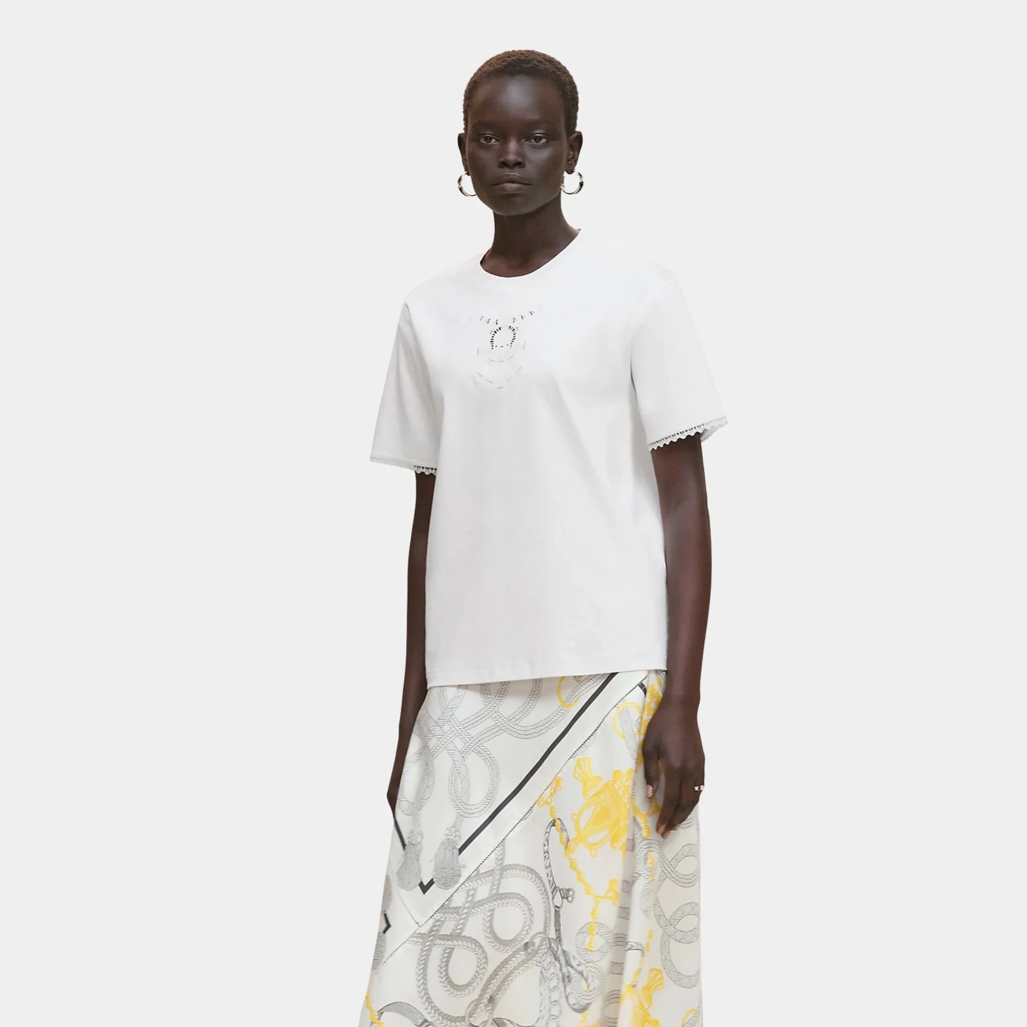 Hermes Embroidered Maxi T-shirt, Blanc, Front