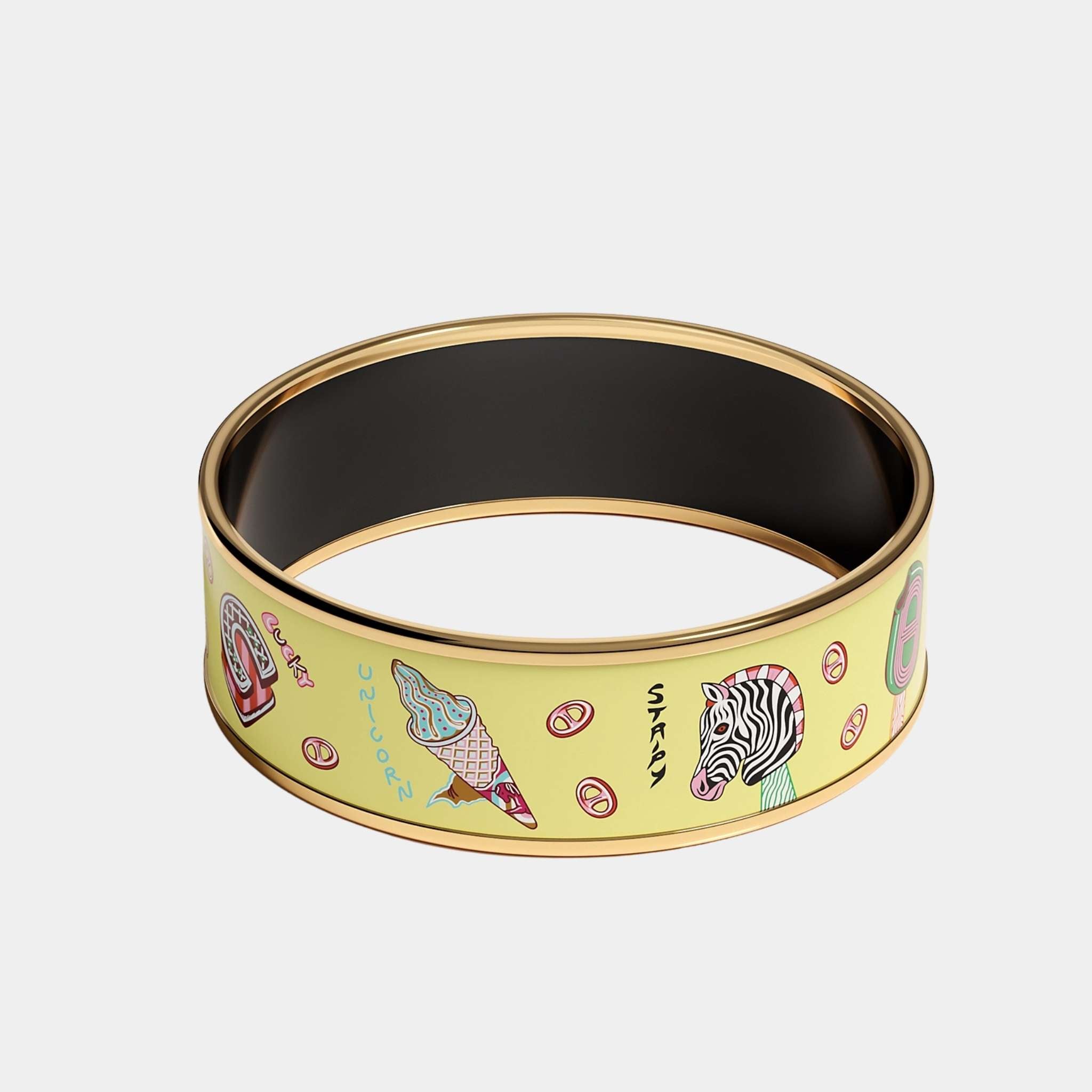 Funny Ice Cream Wide Bangle Gold Plated