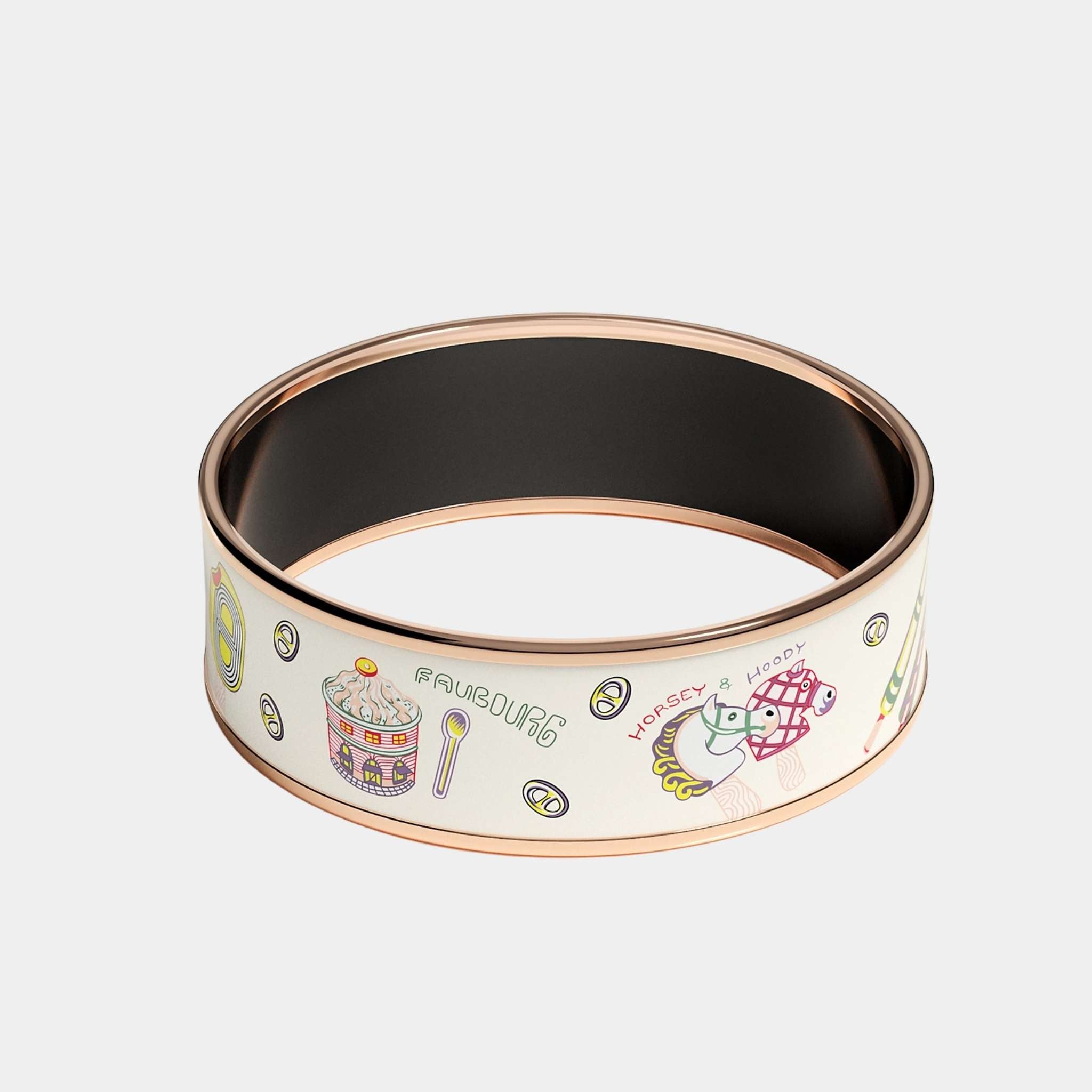 Funny Ice Cream Wide Bangle Rose Gold Plated