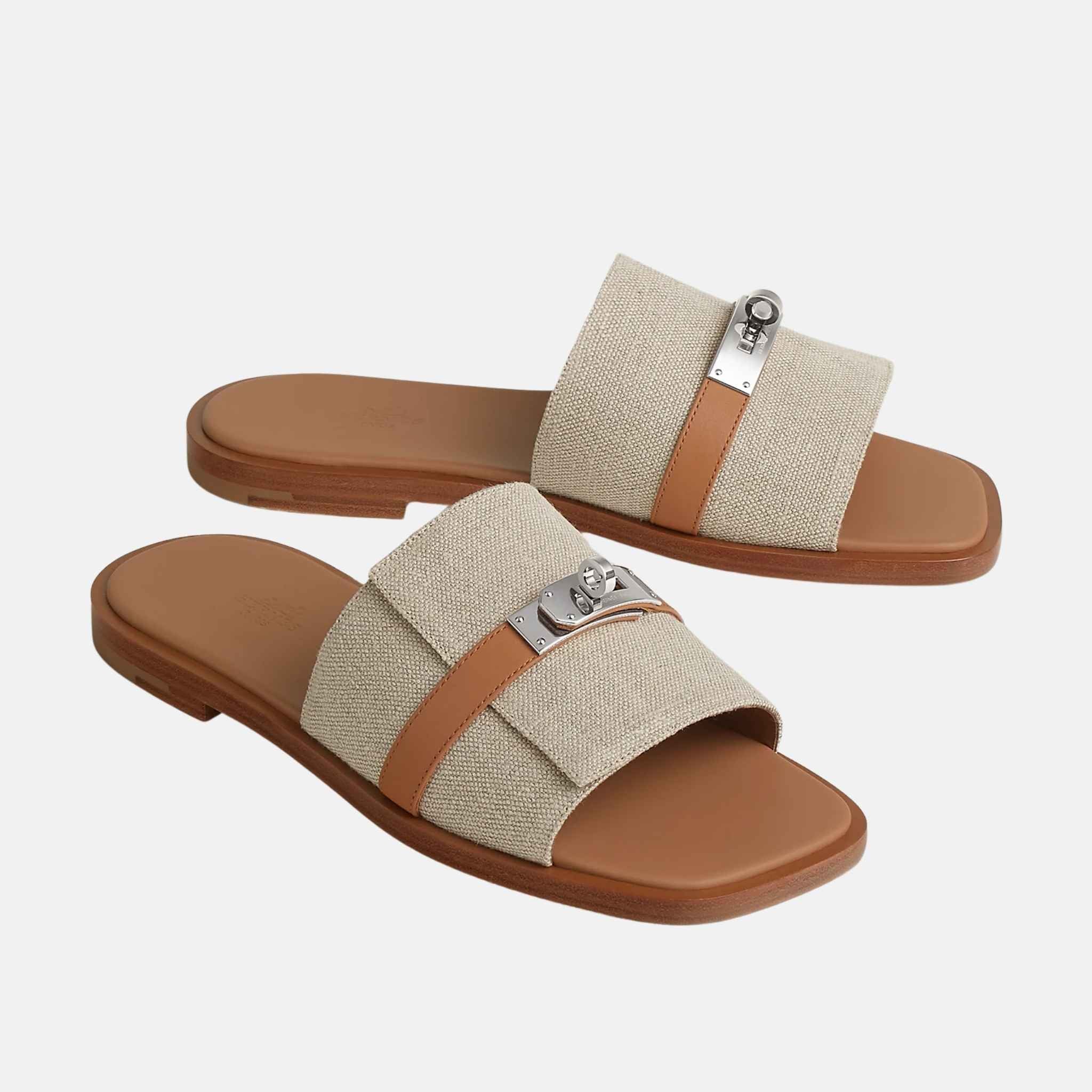 Gabriel Sandal Linen Canvas and Calfskin