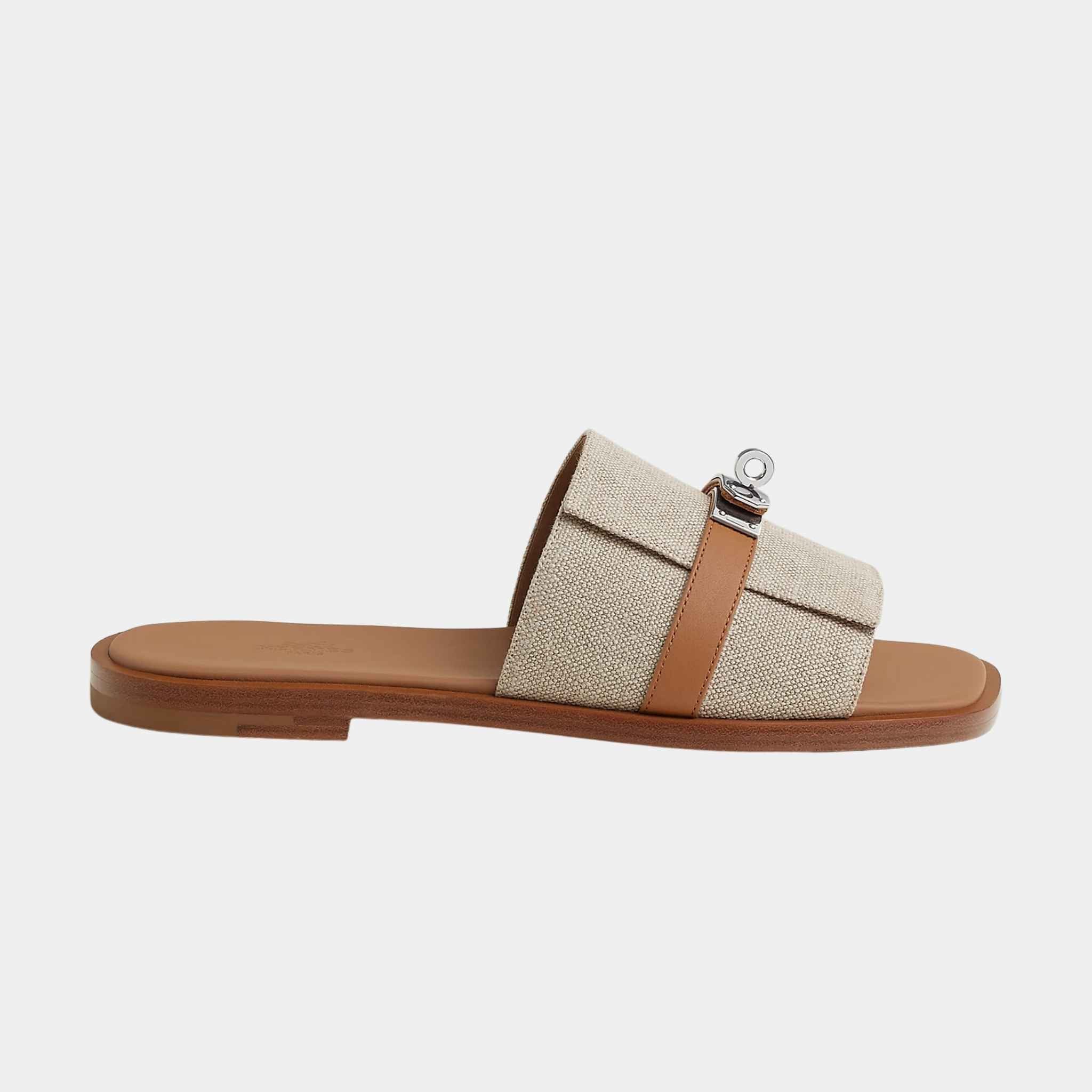 Gabriel Sandal Linen Canvas and Calfskin
