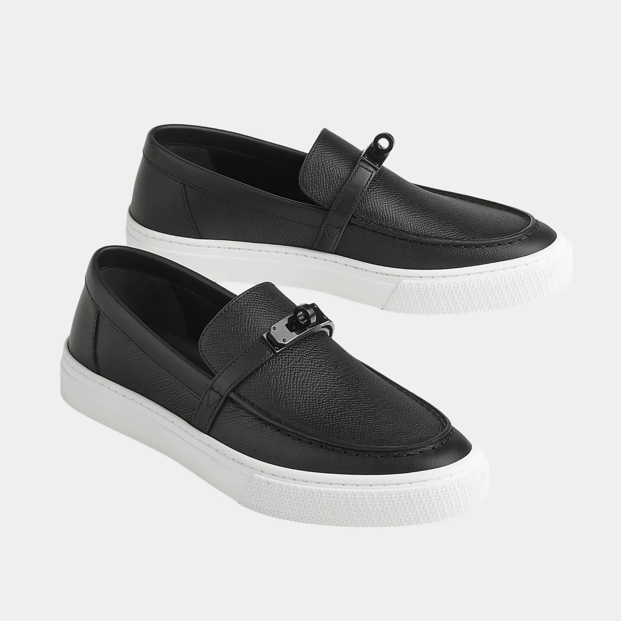 Hermes Game Slip-on Sneakers in Epsom Calfskin, Noir, Front