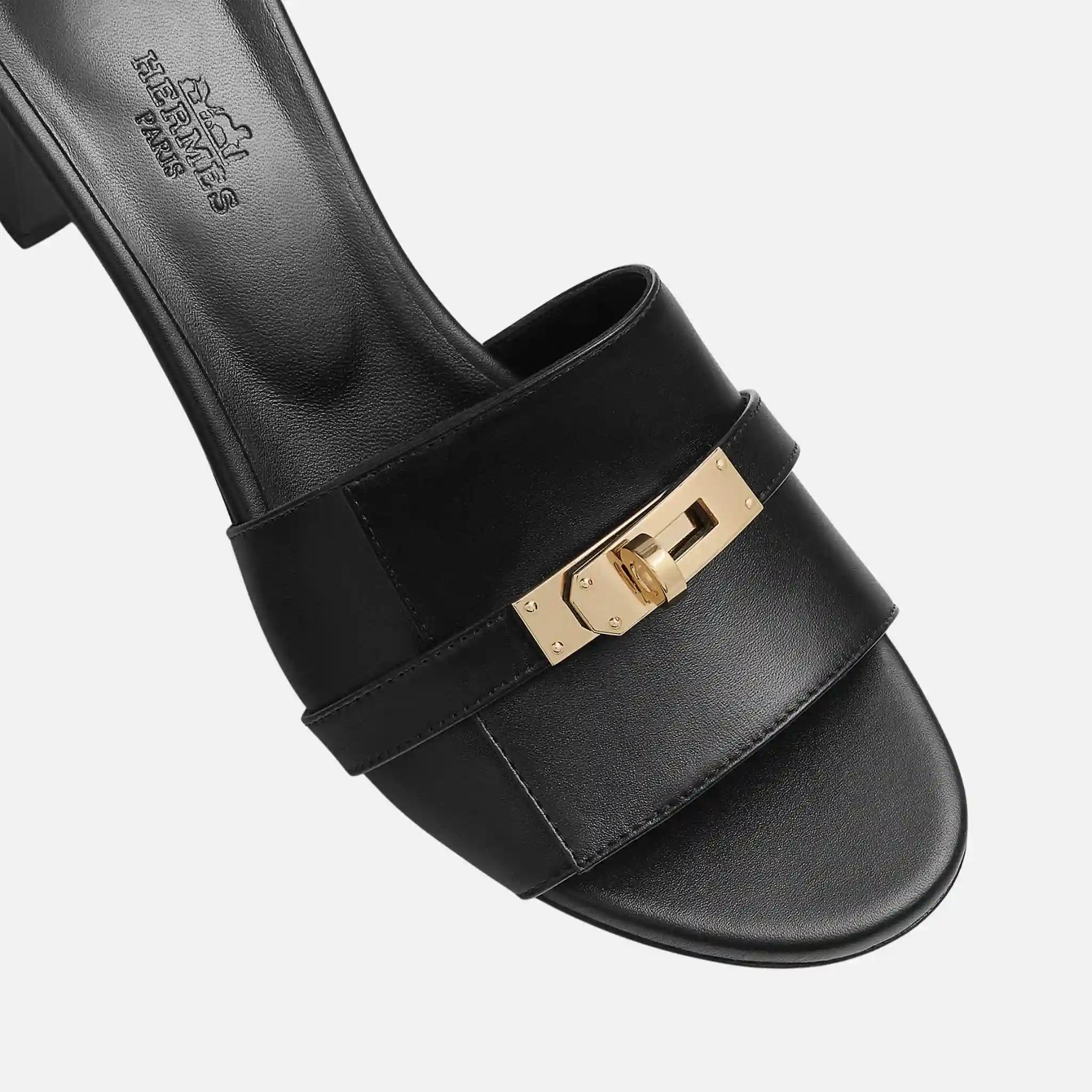 Gigi 50 Sandals in Calfskin Gold Plated Buckle