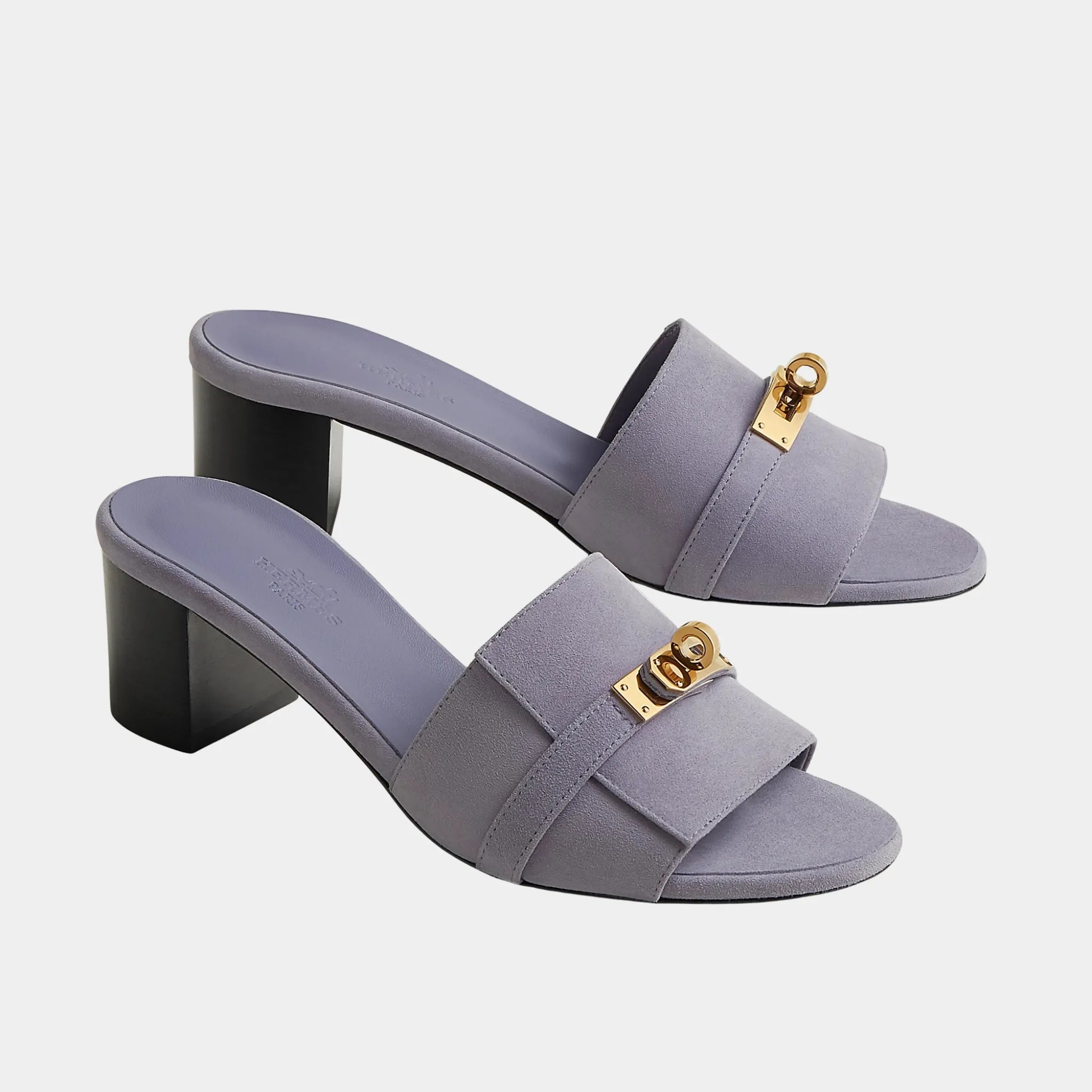 Hermes Gigi 50 Sandals Suede Goatskin, Violet Glycine, Front