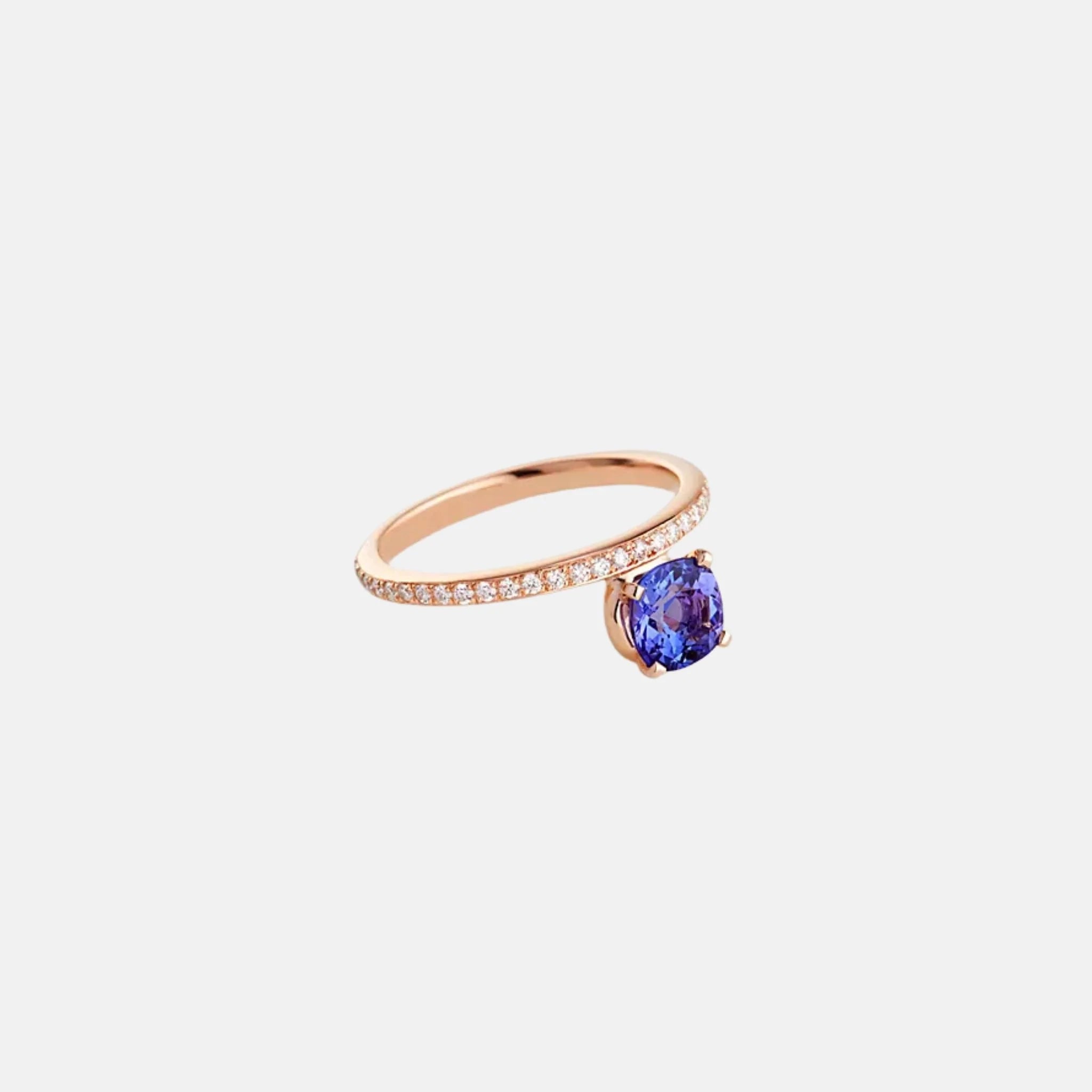 Grand Jete Solitaire Medium Model Rose Gold Ring Tanzanite