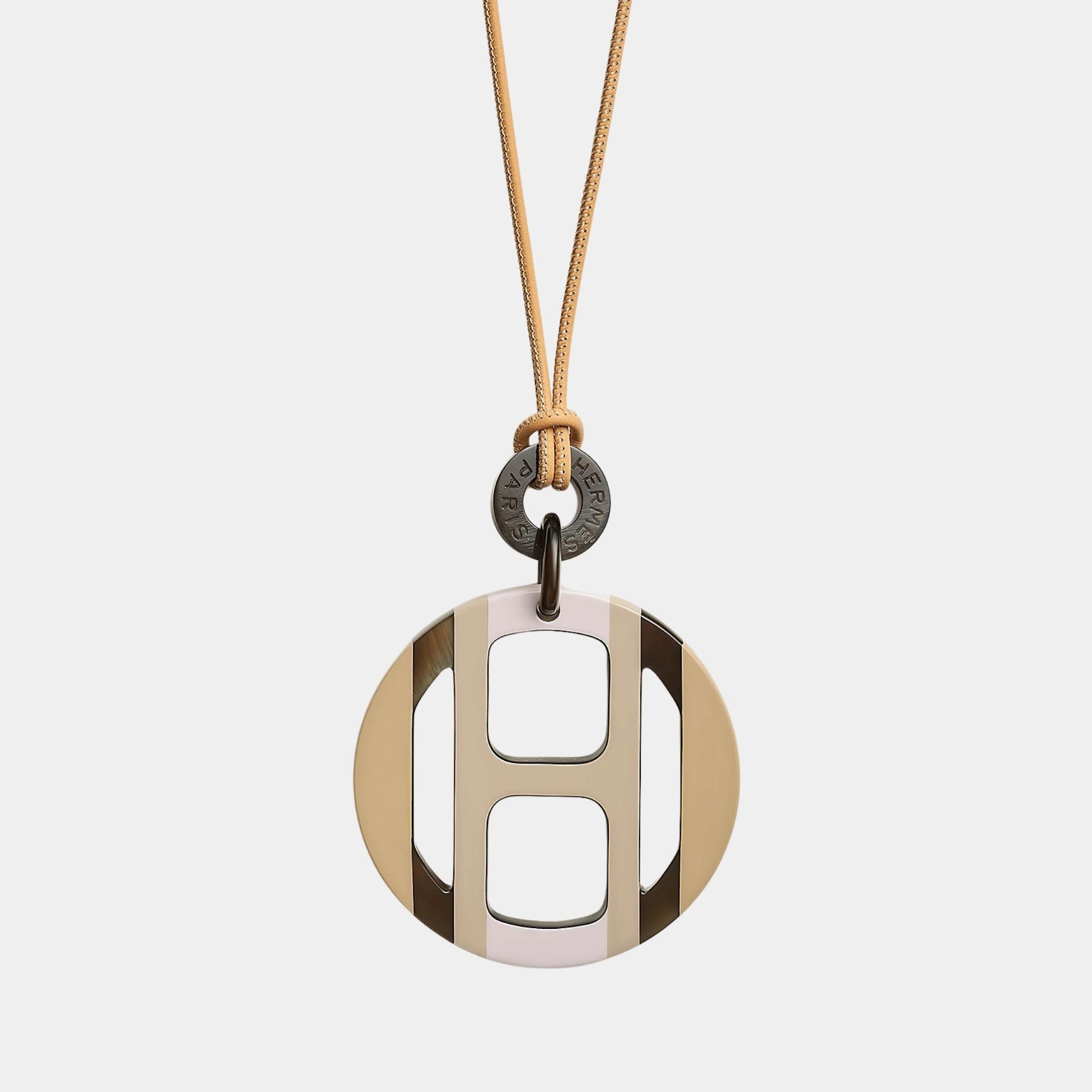 Hermes H Equipe Pendant Lacquered Horn, Faubourg Pastel