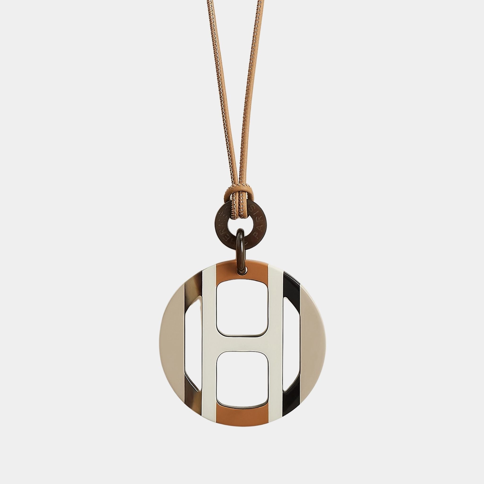 Hermes H Equipe Pendant Lacquered Horn, Sable