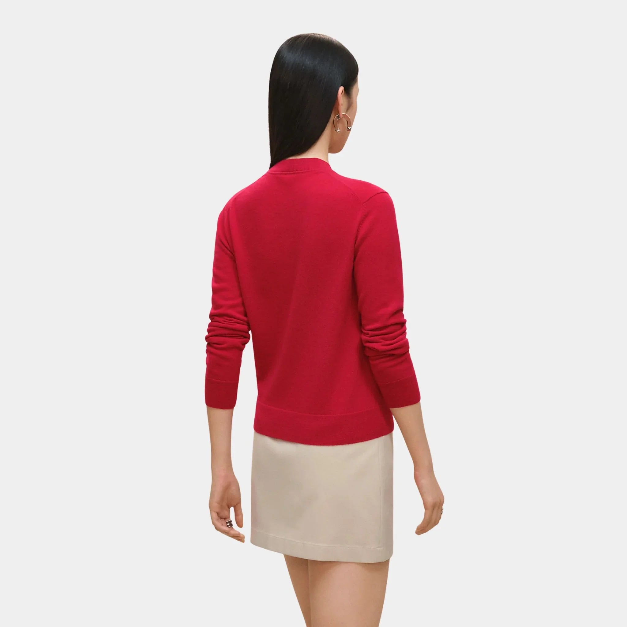 H Lift Long-sleeve Sweater in Plain Scottish Cashmere
