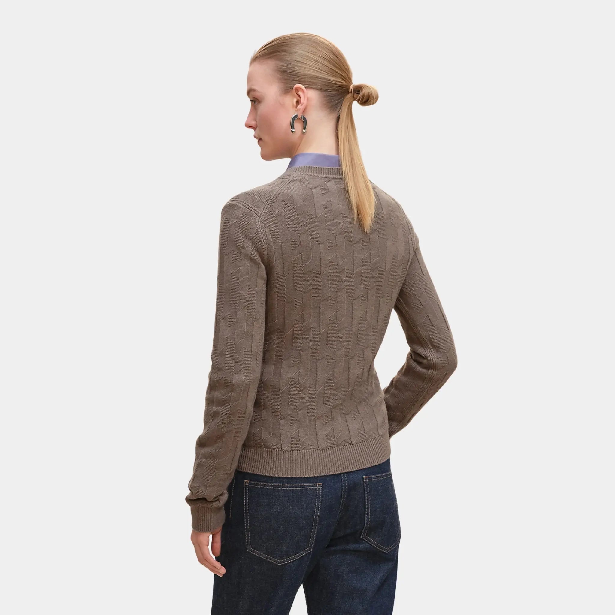H Long-Sleeve Sweater in Plain Wool Knit