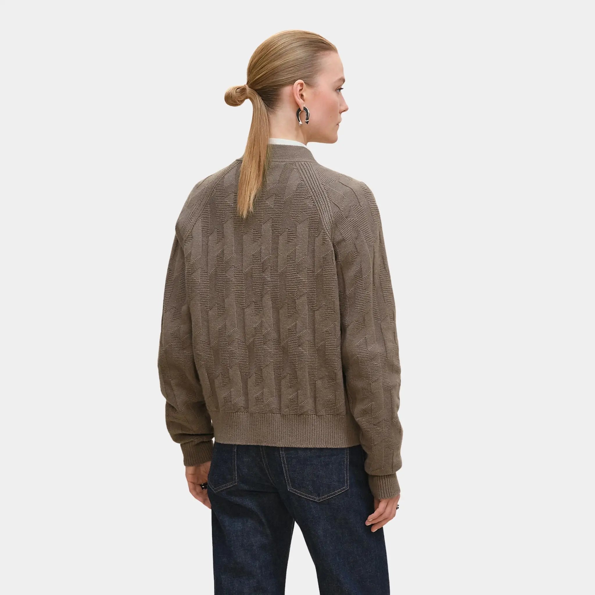H Long-sleeve Cardigan in Plain Wool Knit