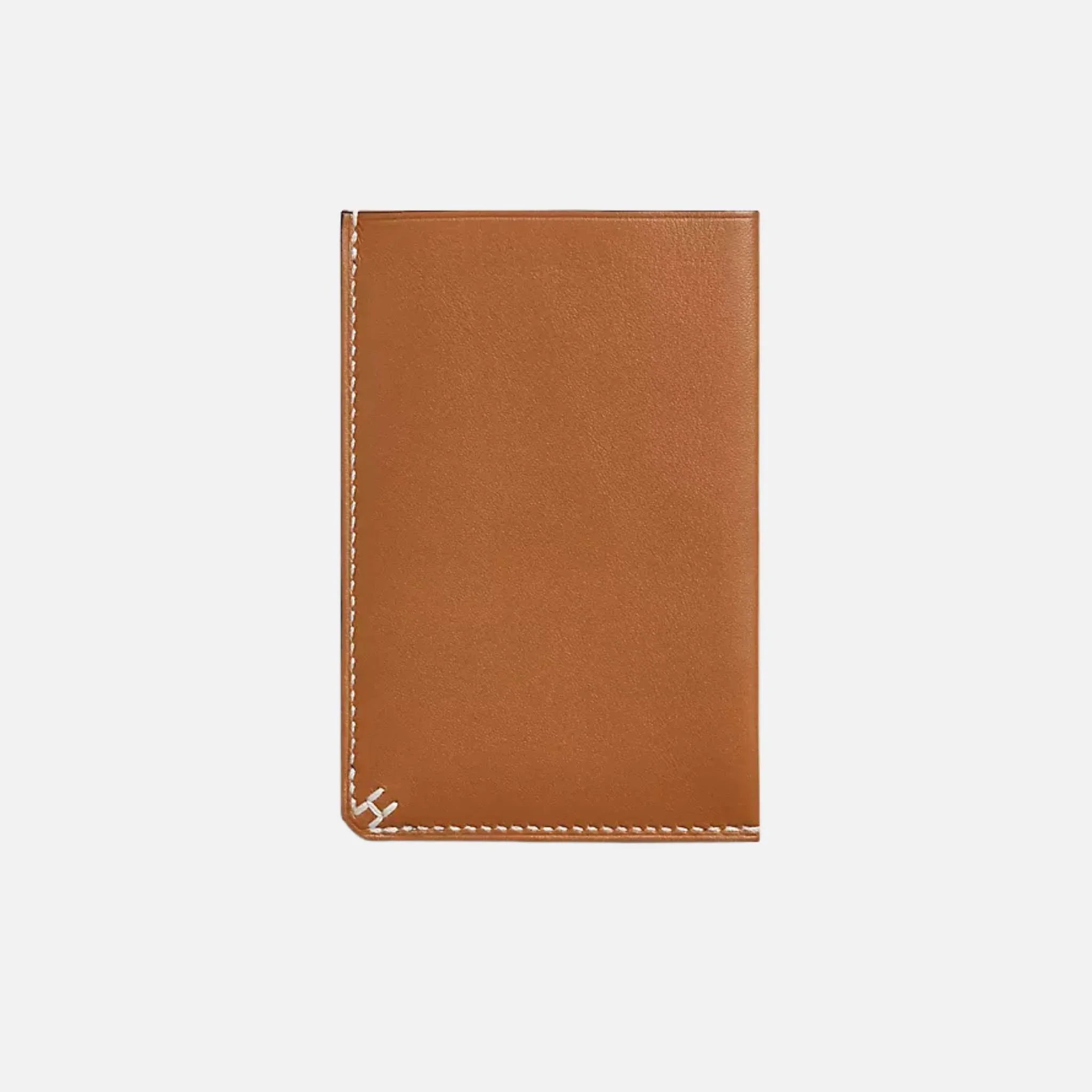 H Sellier Card Holder Butler Calfskin, Natural Sand ,Front
