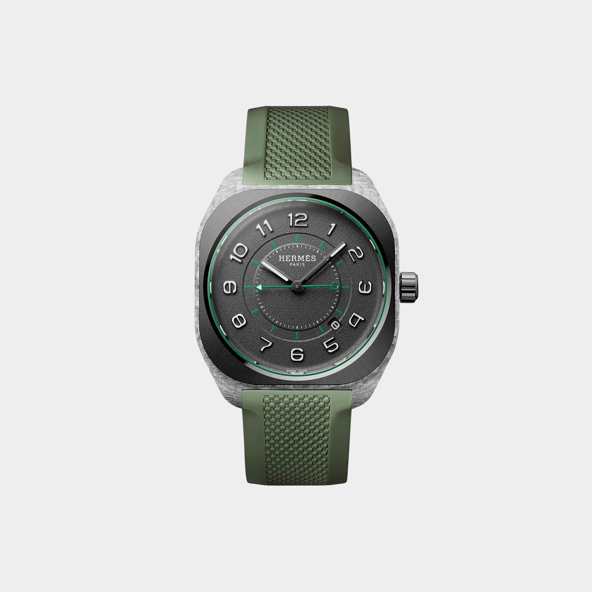 H08 Fiberglass Watch With Green Rubber Strap