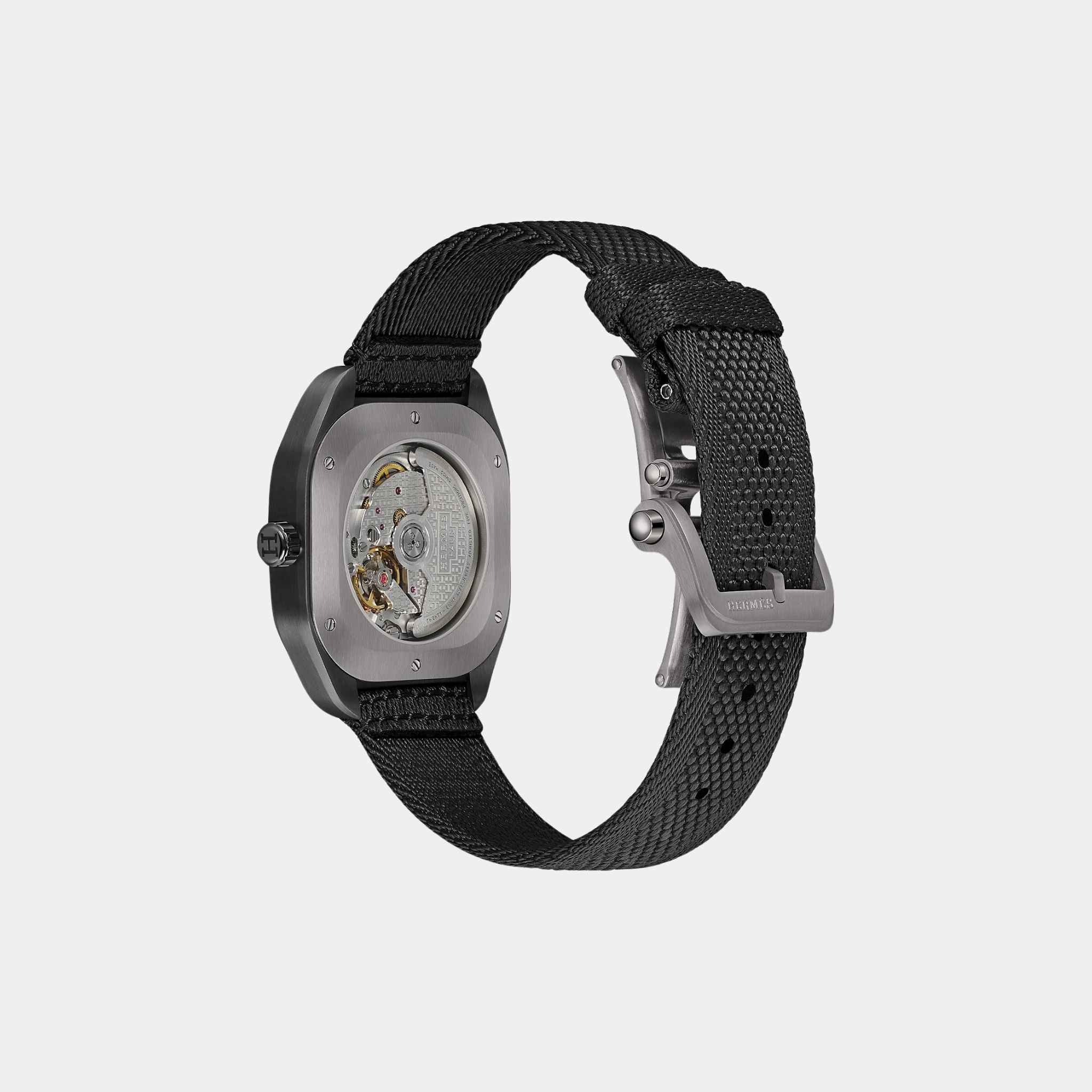 H08 42mm Titanium Watch with Black Webbing Strap