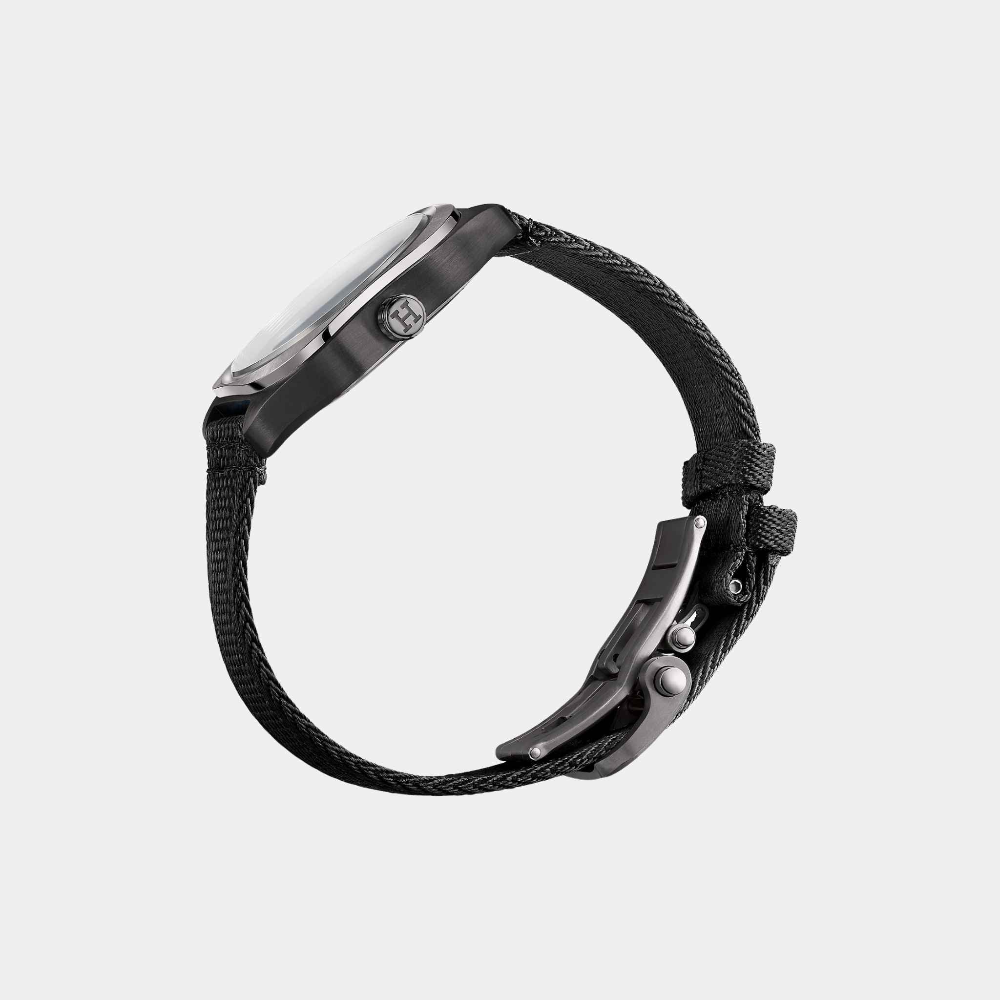 H08 42mm Titanium Watch with Black Webbing Strap