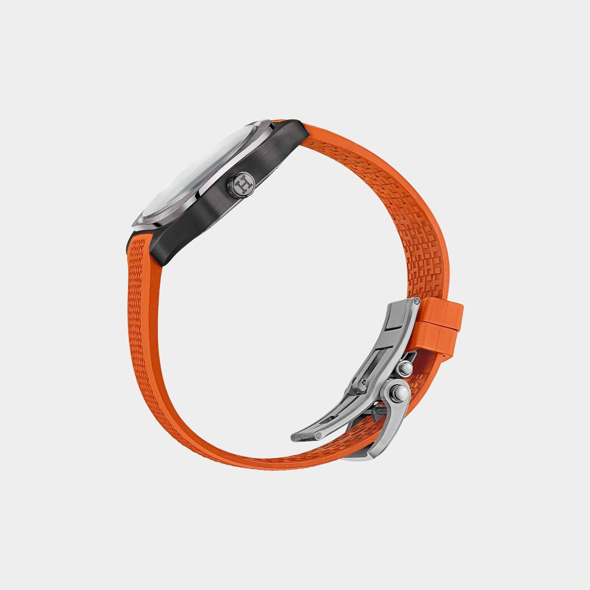 H08 Matte Black Satin-Finish Titanium Watch With Orange Rubber Strap