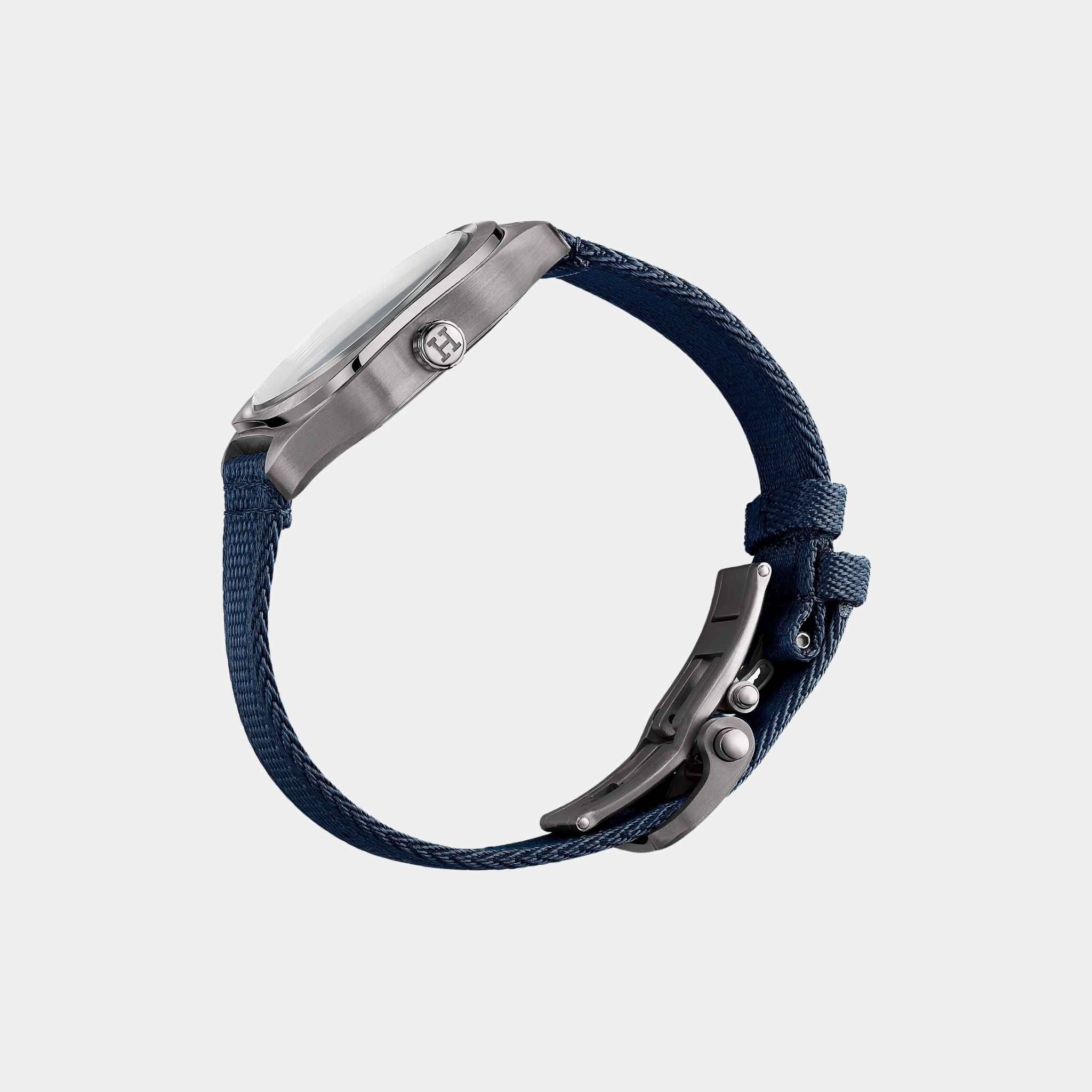 H08 Titanium Watch With Blue Webbing Strap