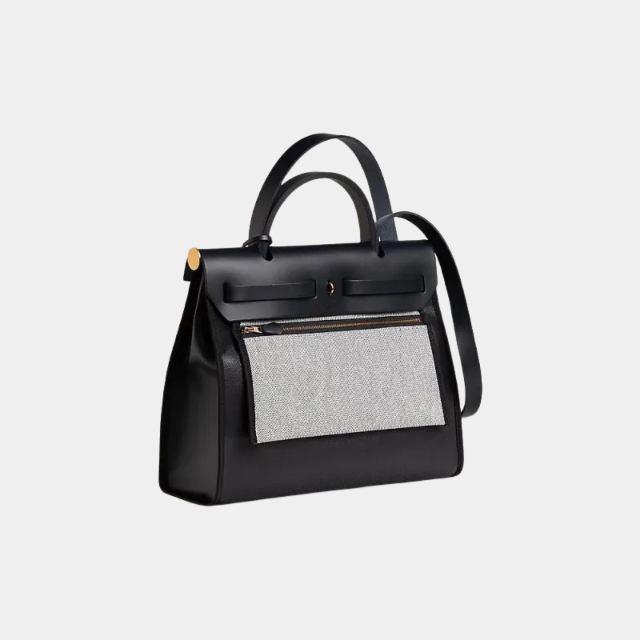 Herbag Zip 31 Coated Toile in Black Ecru Bleu Indigo