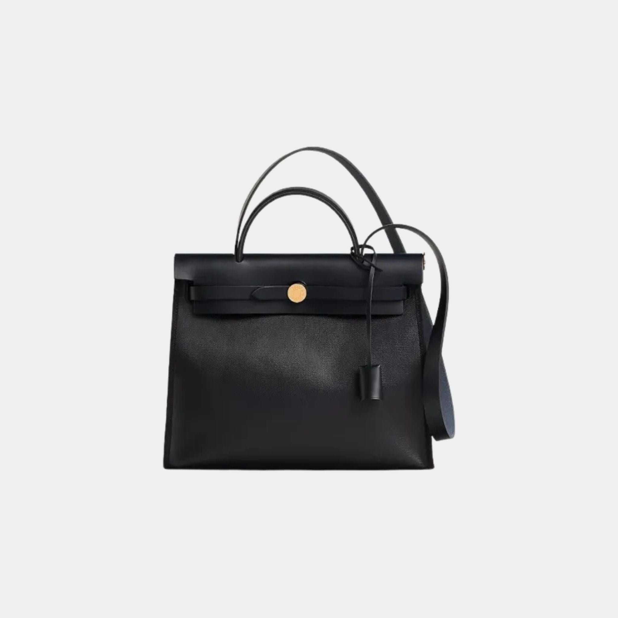 Herbag Zip 31 Coated Toile in Black Ecru Bleu Indigo