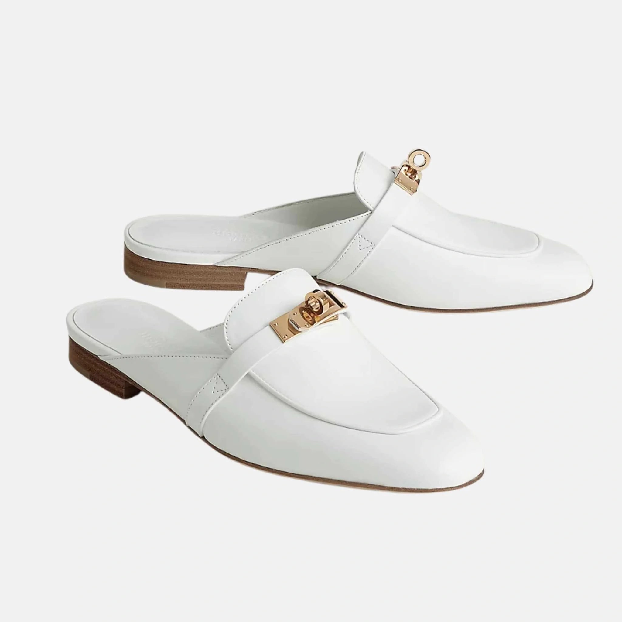 Oz mule Calfskin PBHW, Blanc, Front
