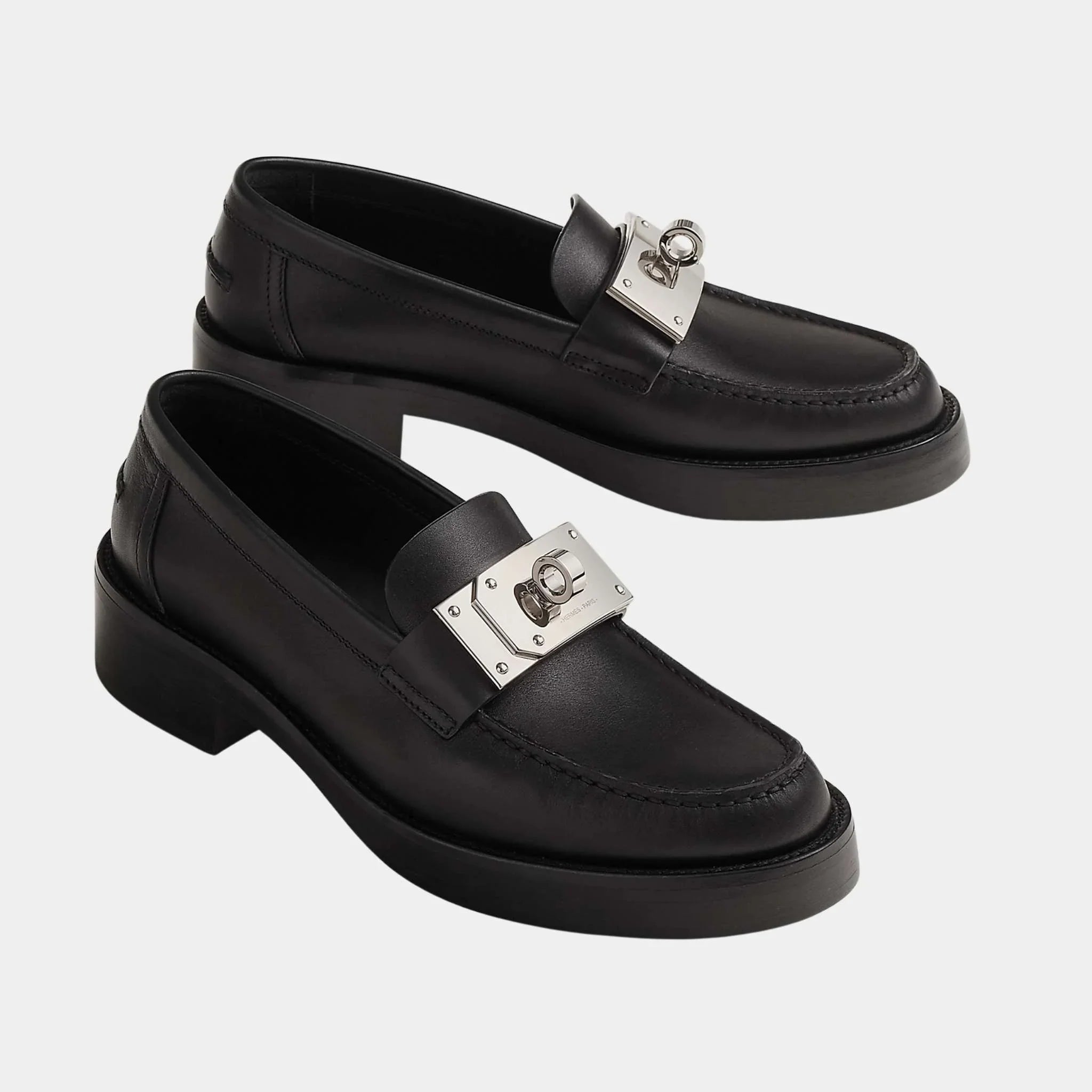 Hermes Hot Loafers in Calfskin, Noir, Front