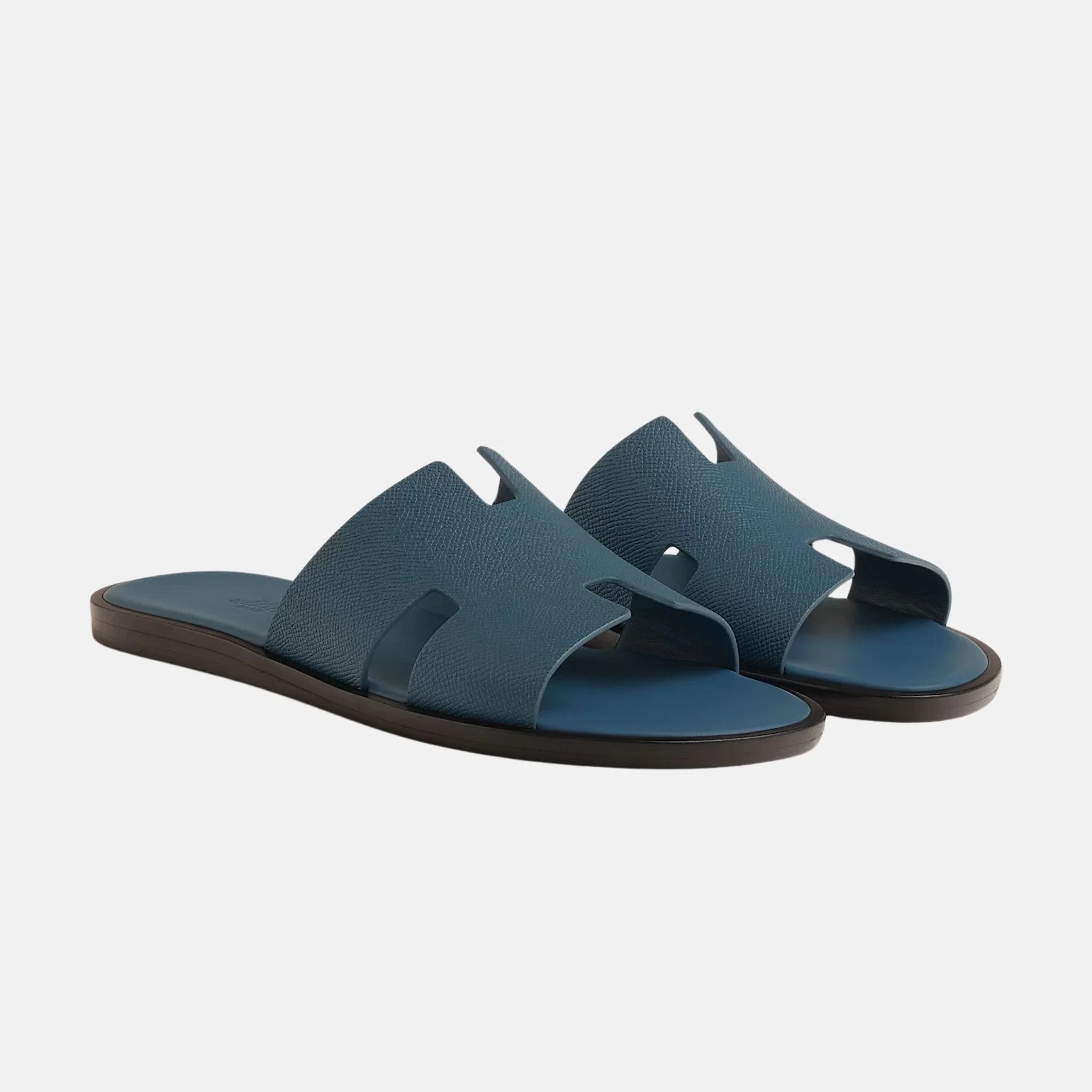 Hermes Izmir Sandal in Epsom Calfskin, Bleu Turquin, Front