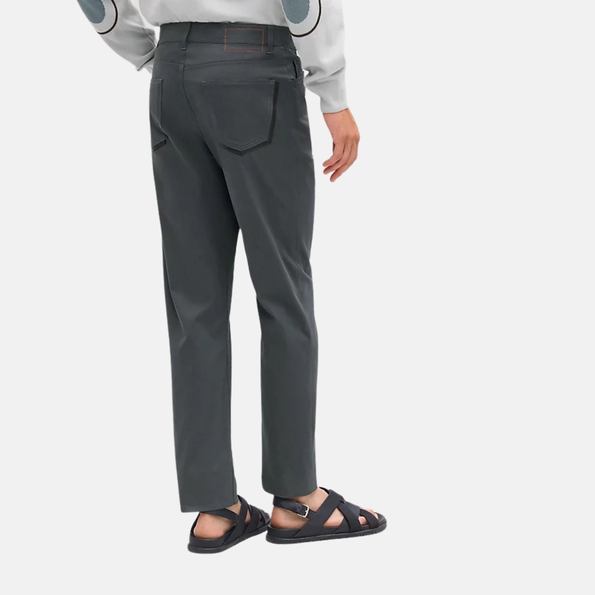 Jeans With Leather Pocket Detail