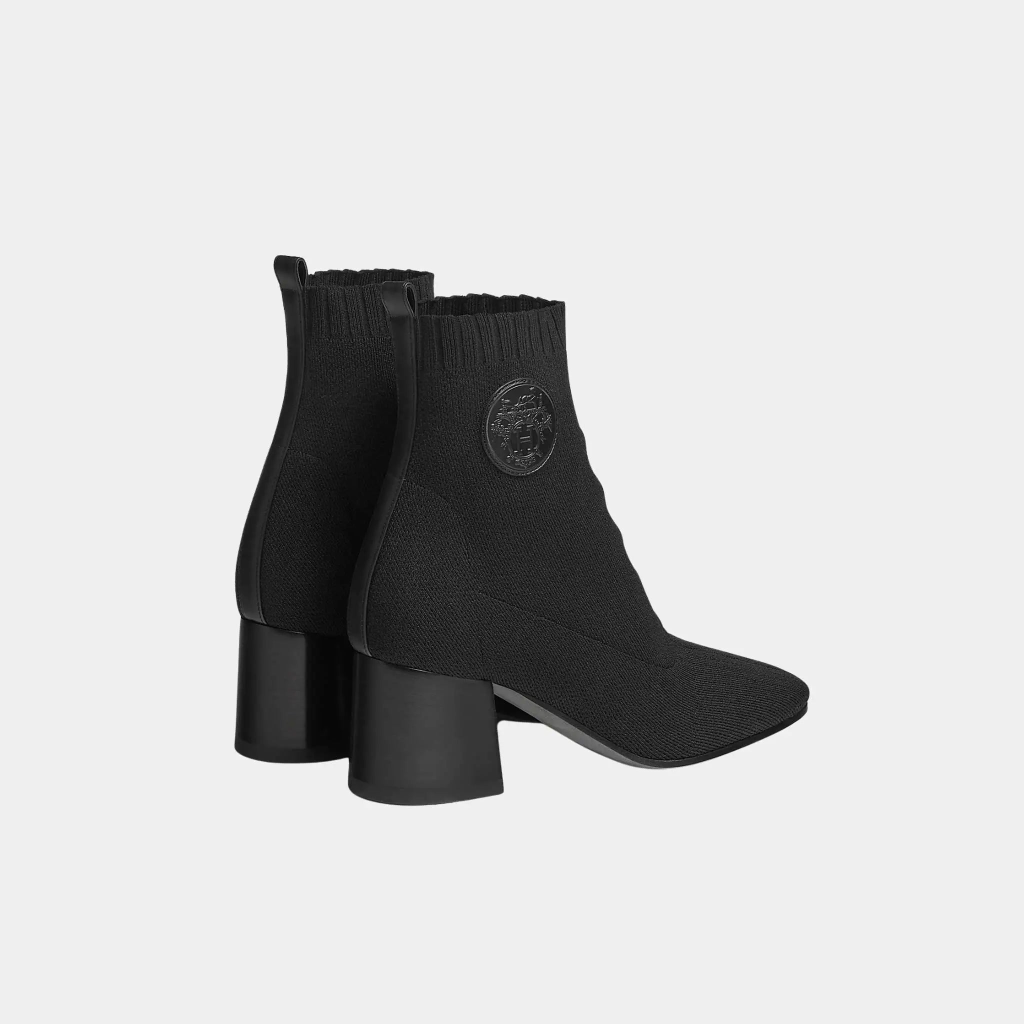 Jenna 60 Ankle Boots Black Knit and Calfskin