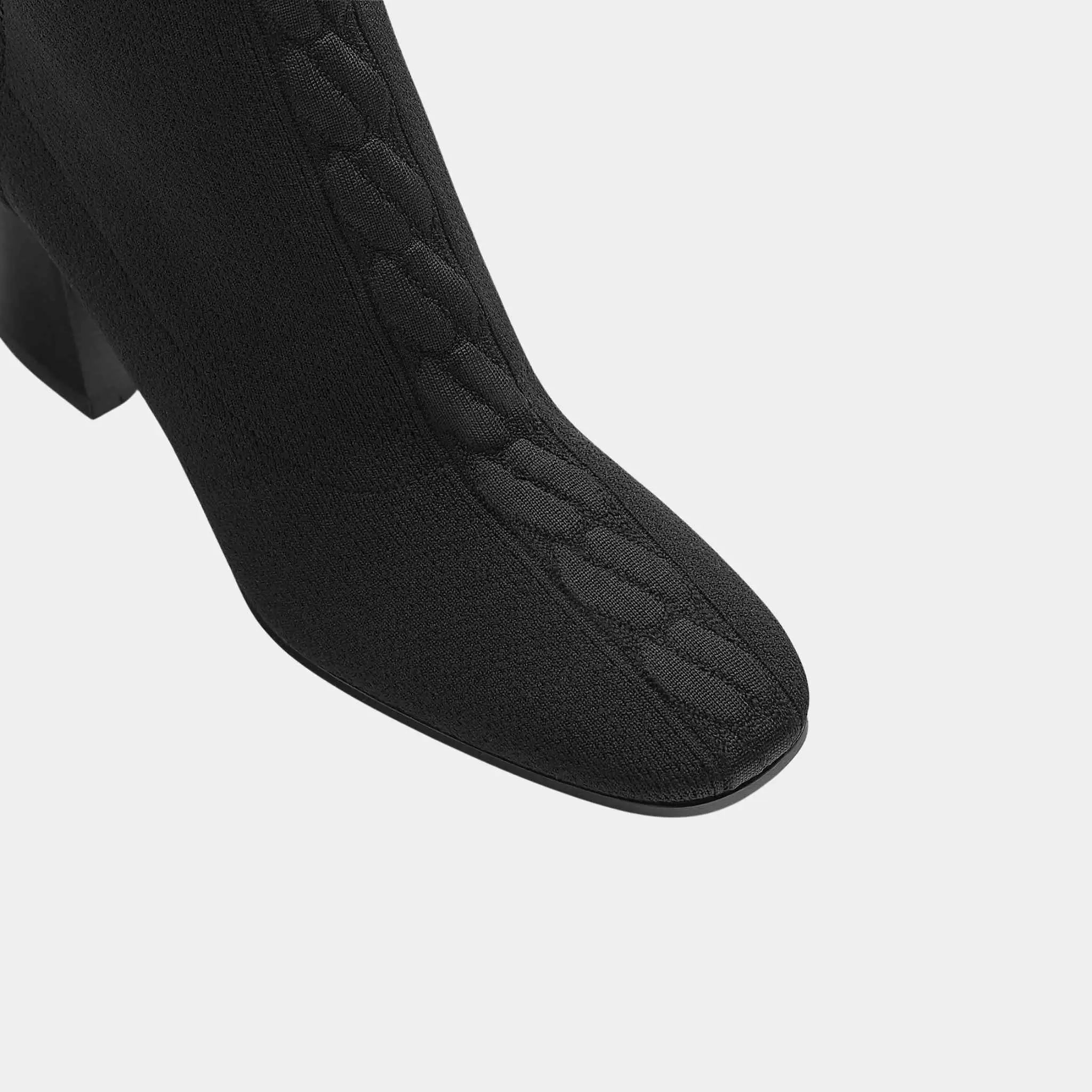 Jenna 60 Ankle Boots Black Knit and Calfskin