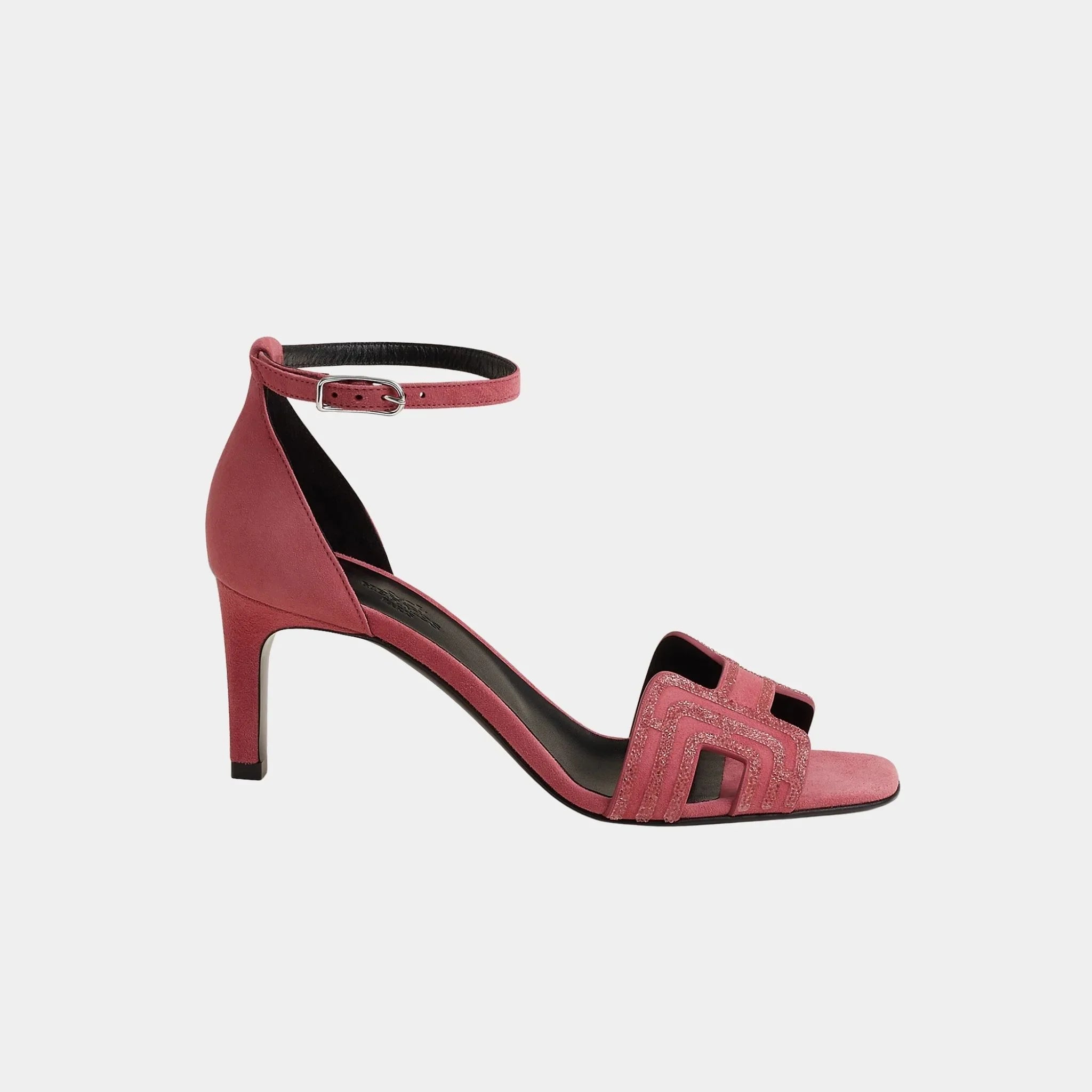 Joy 70 Heelede Sandal in Suede with Arcane Motif