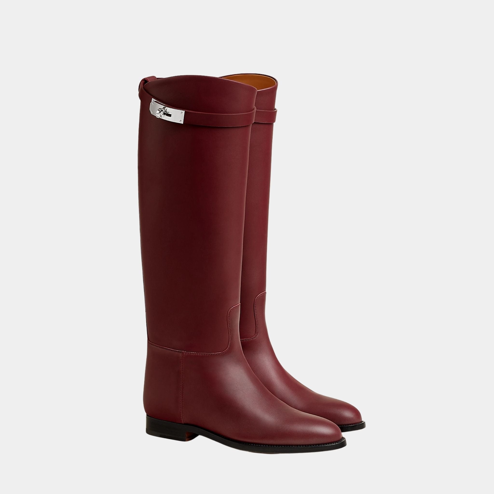 Hermes Jumping Boots in Box Calfskin, Rouge H, Front