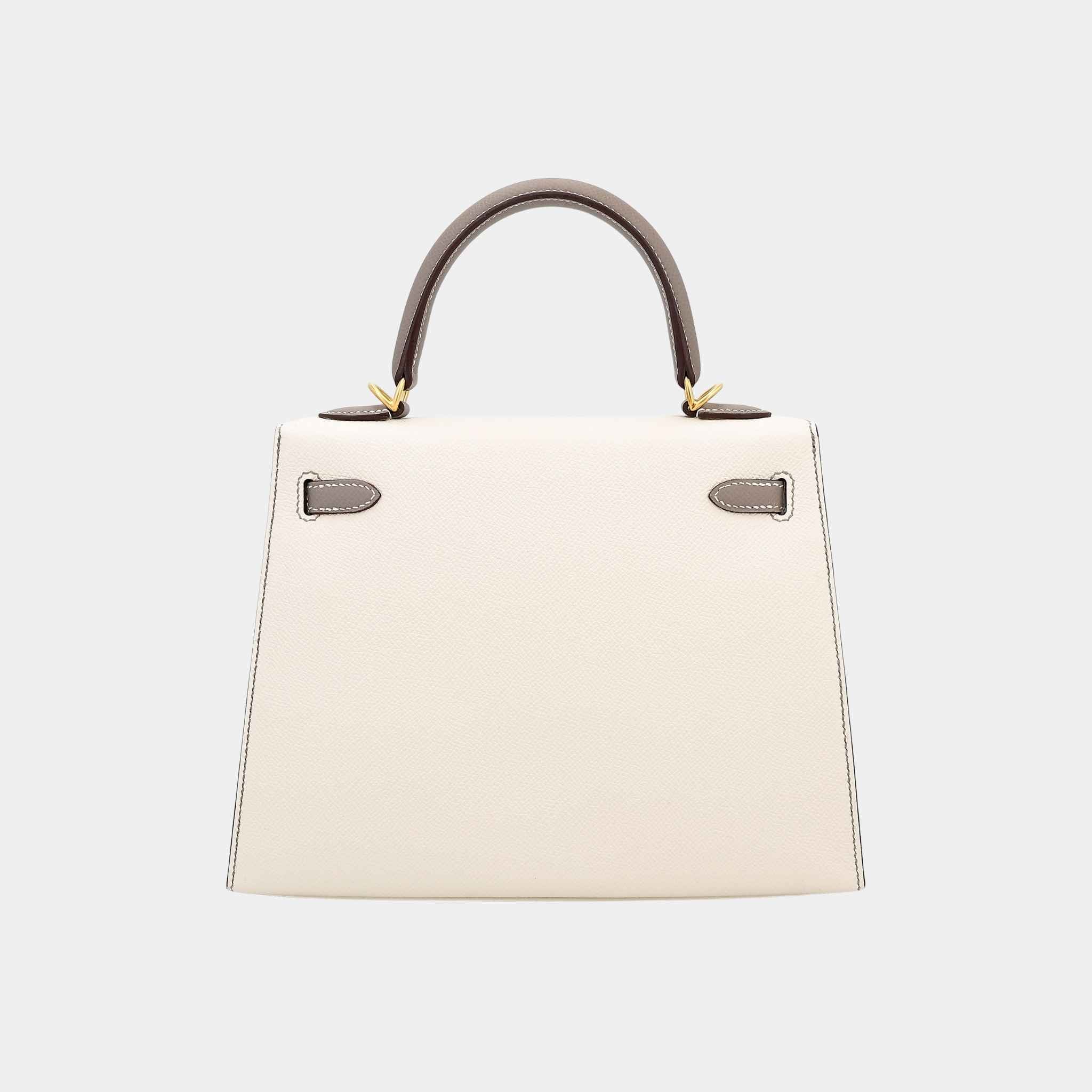 Kelly 25 HSS Epsom Sellier Craie/Gris Asphalte GHW