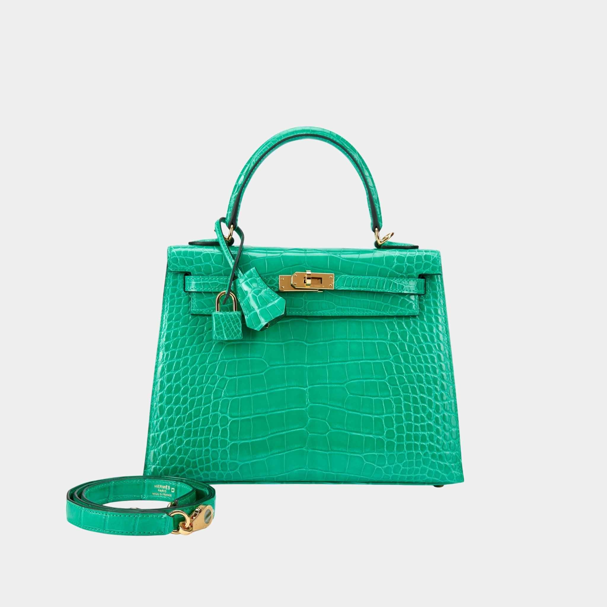 Kelly 25 Sellier Alligator Vert Jade GHW