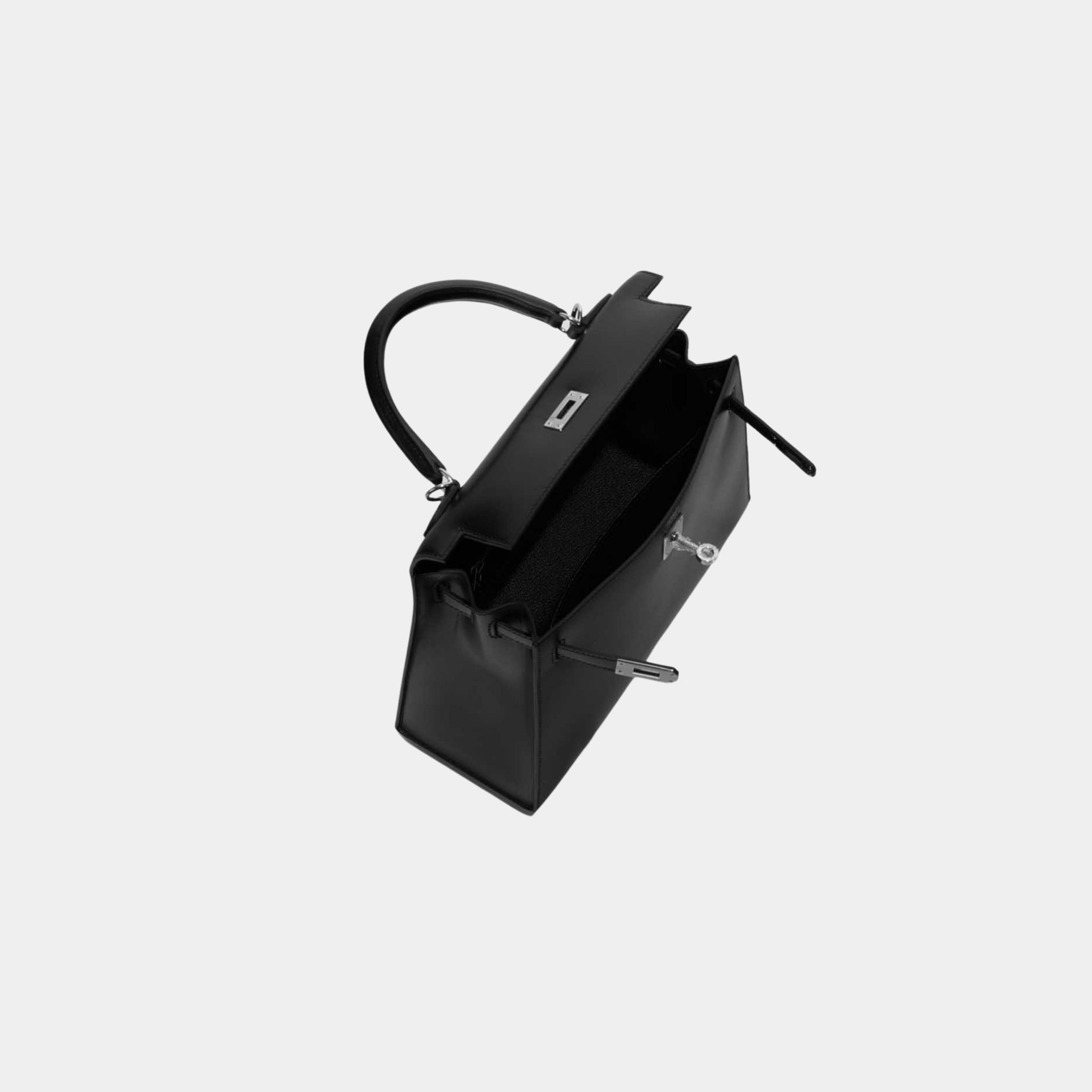 Kelly 25 Sellier Box Calf Leather Black PHW