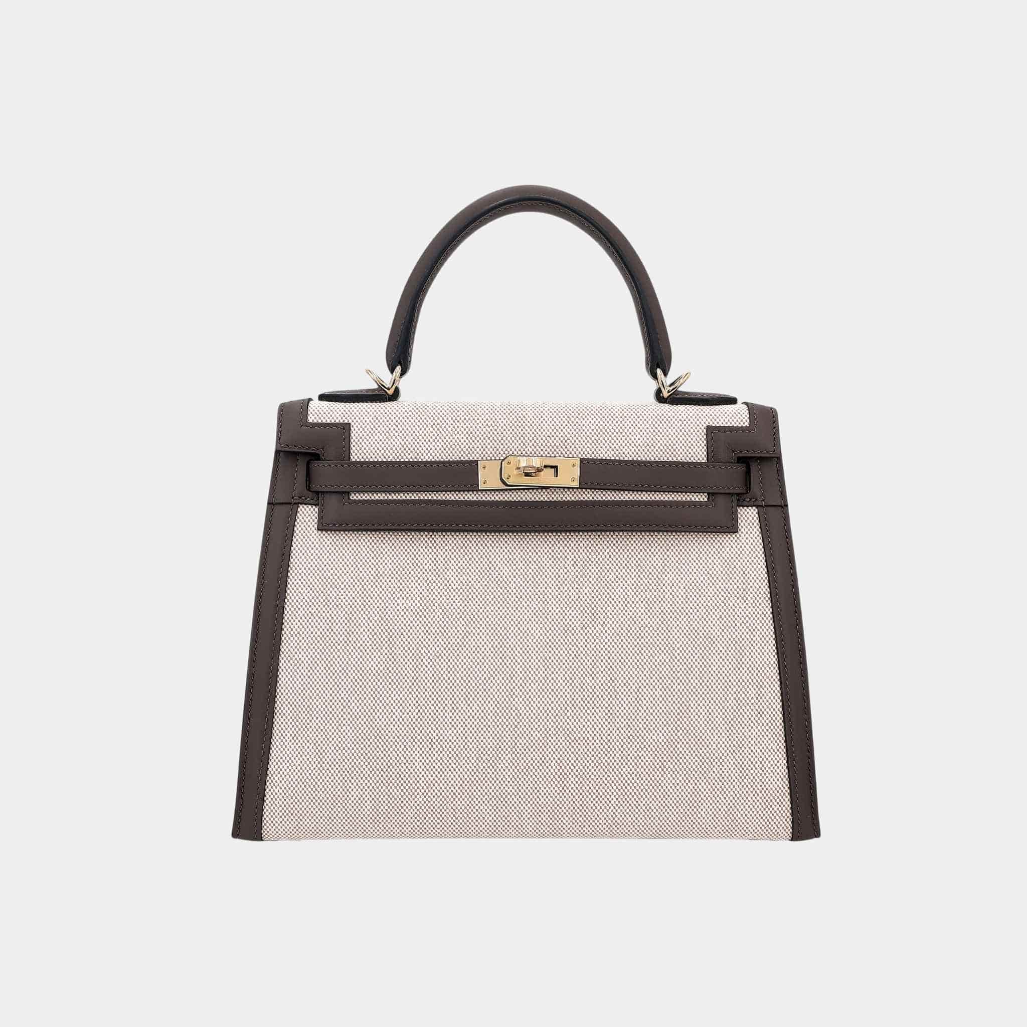 Kelly 25 Sellier Swift-Canvas Beige/Ecorce PBHW
