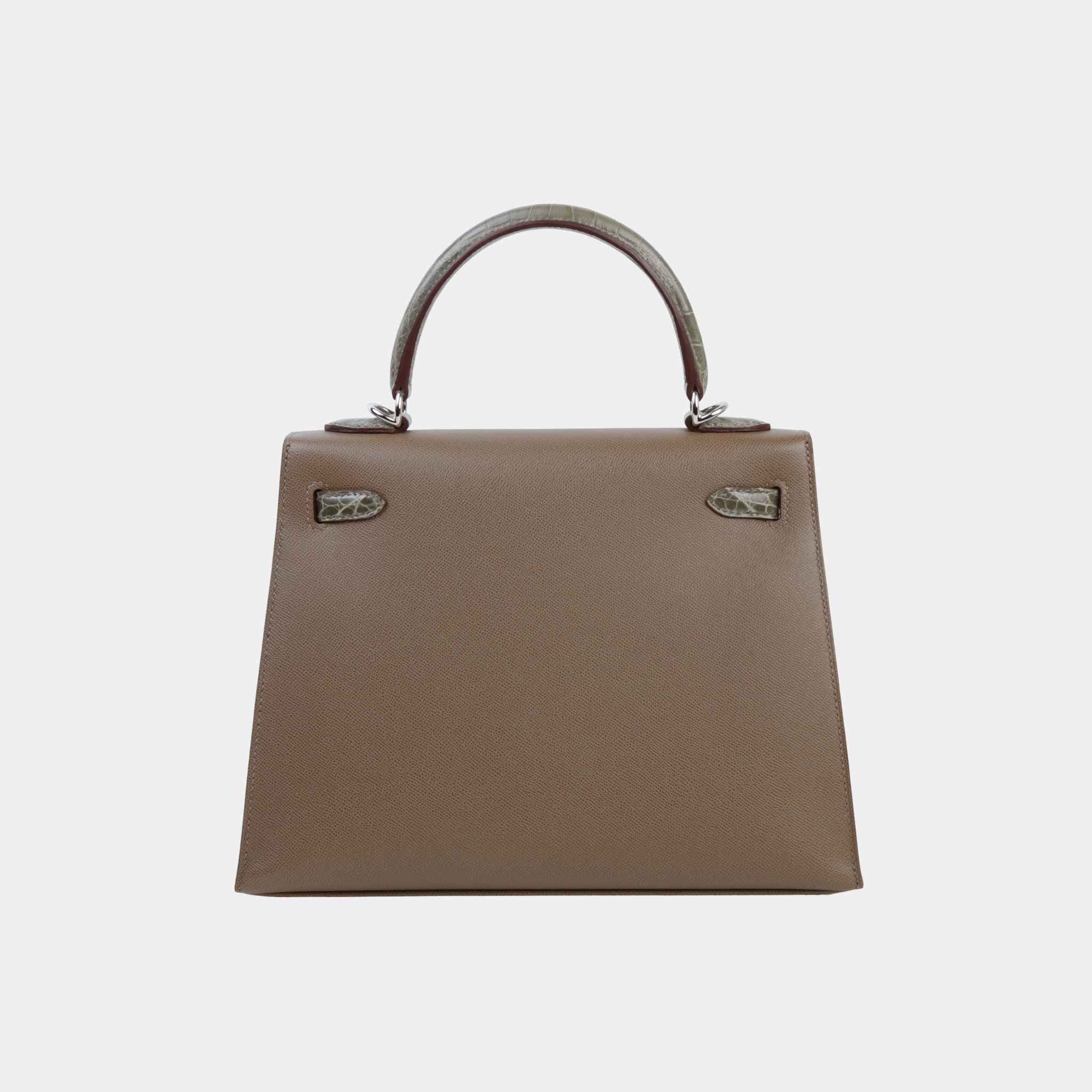 Kelly 25 Touch Madame-Shiny Niloticus Crocodile Etoupe PHW