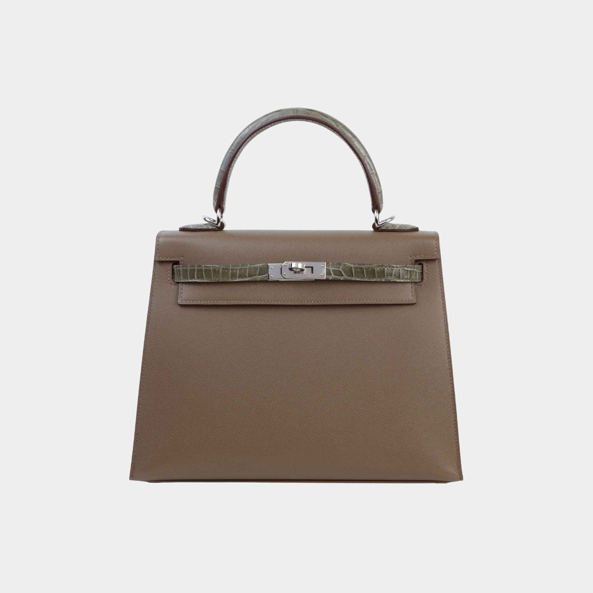 Kelly 25 Touch Madame-Shiny Niloticus Crocodile Etoupe PHW