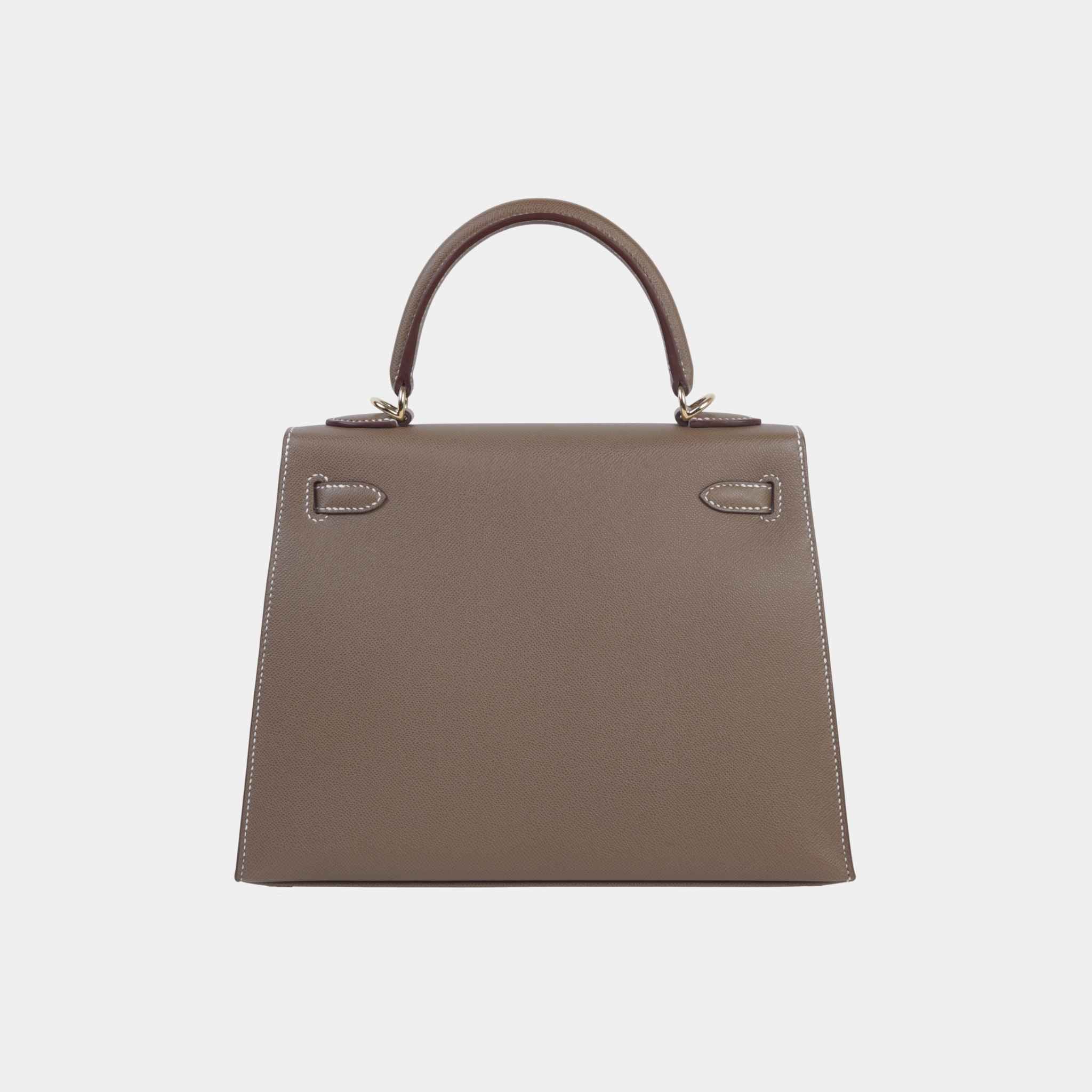 Kelly 25 Verso Madame Sellier Etoupe/Bamboo PBHW