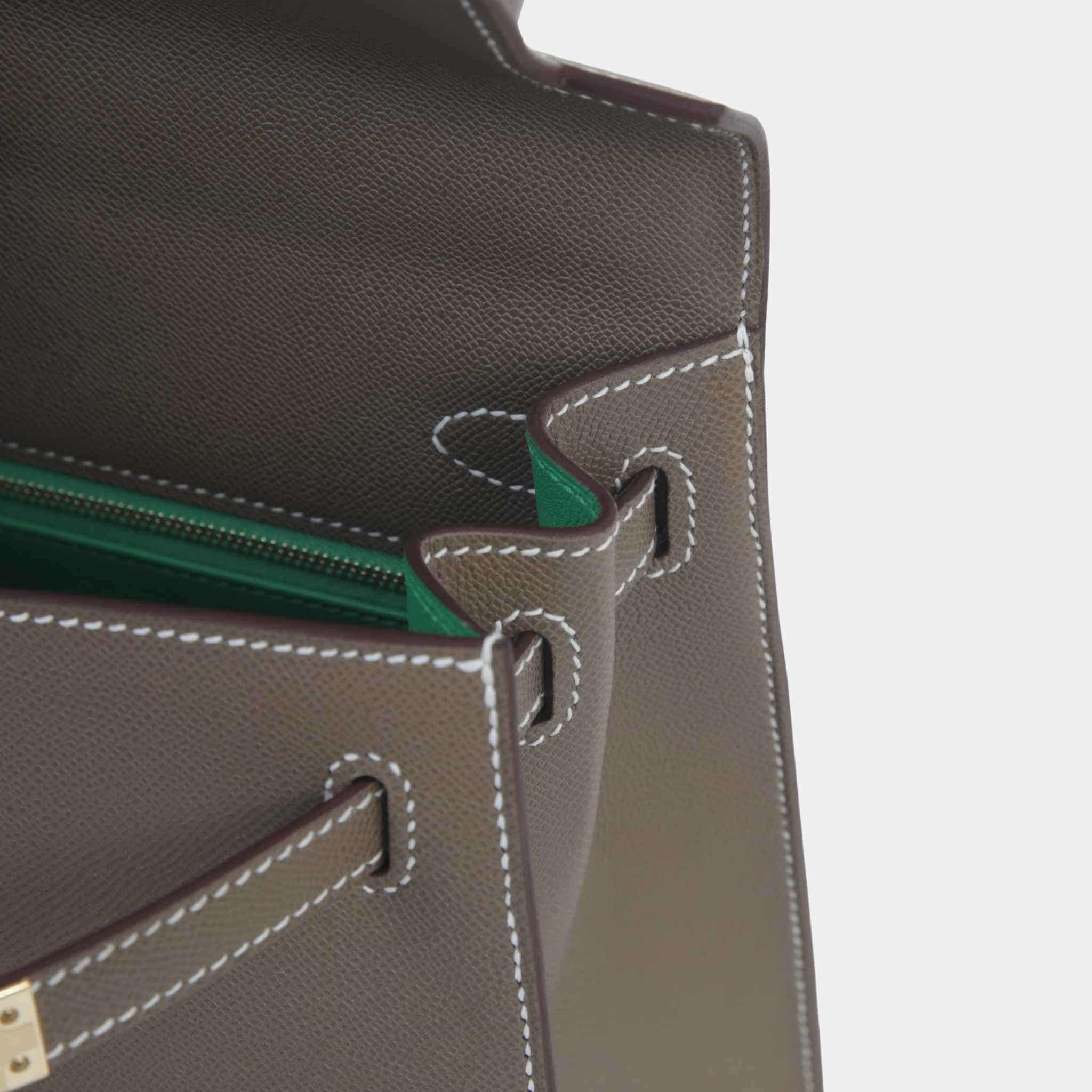 Kelly 25 Verso Madame Sellier Etoupe/Bamboo PBHW