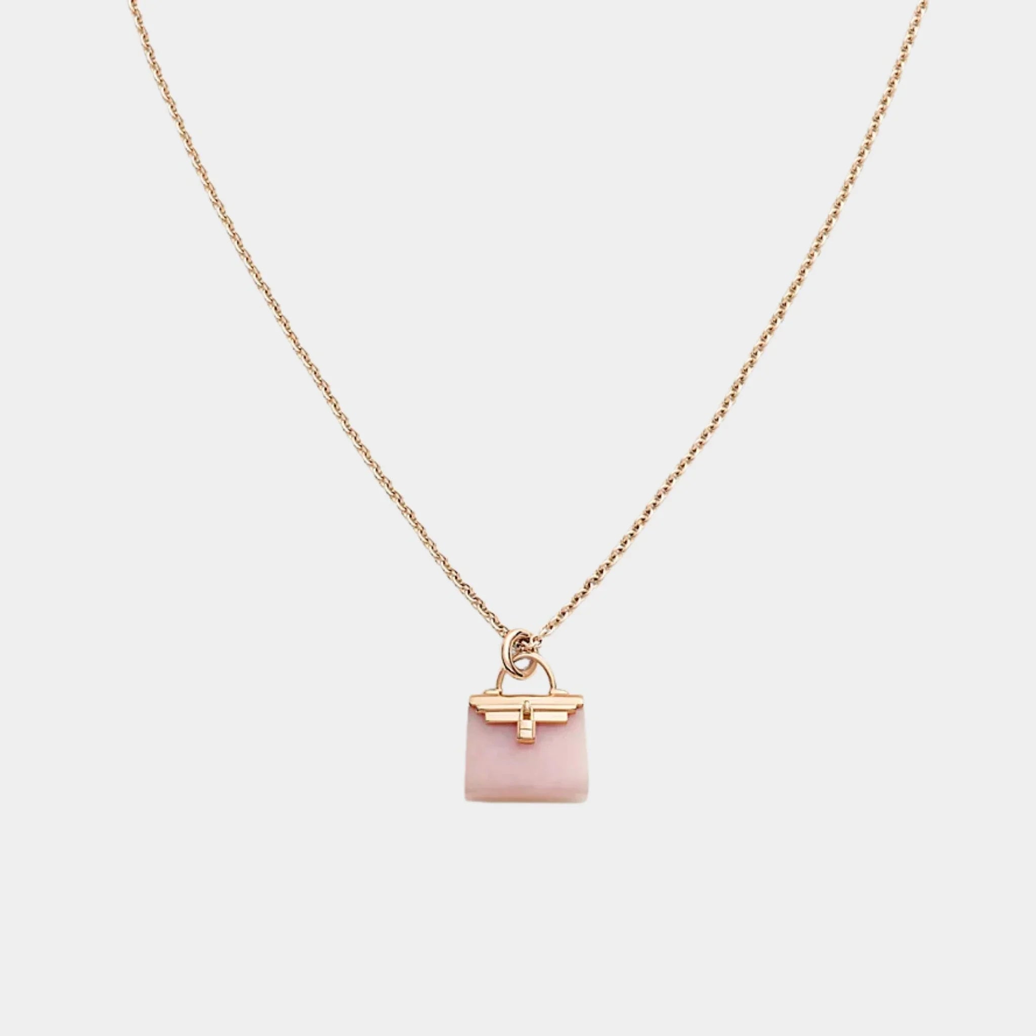 Kelly Amulets Pendant Rose Gold - Pink Opal