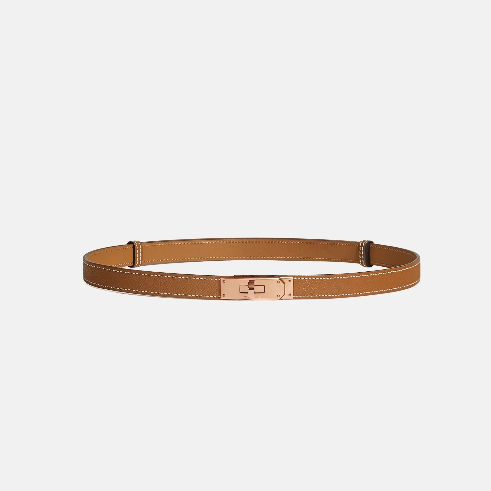 Hermes Kelly Belt 18 Epsom Calfskin in Rose Gold, Gold