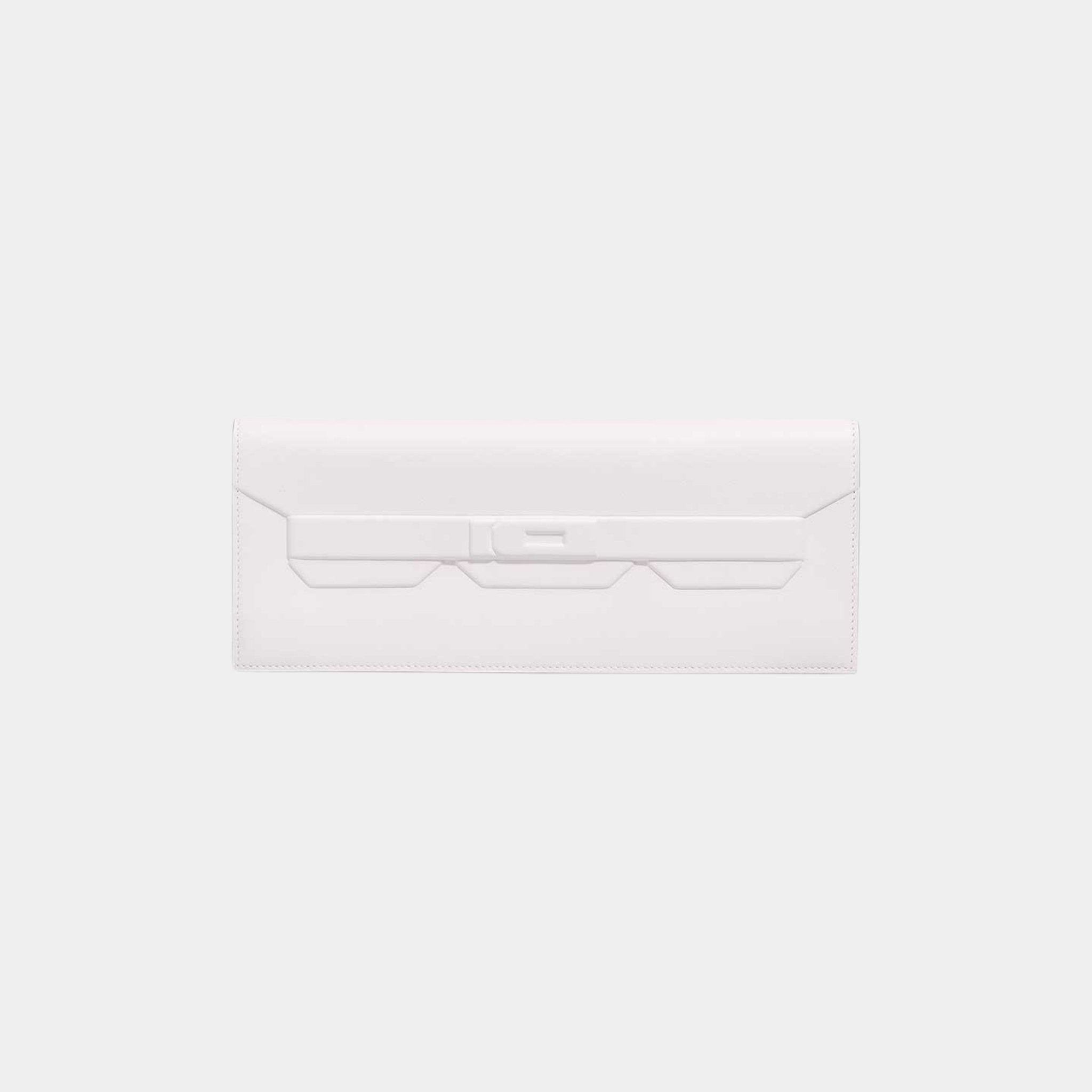 Kelly Cut Shadow Clutch Swift New White