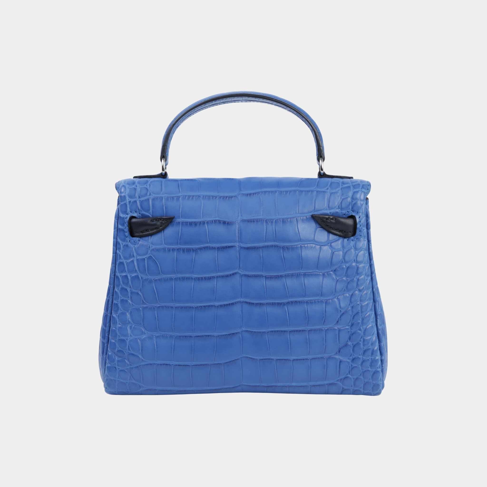 Kelly Doll Matte Alligator Bleu Zellige PHW