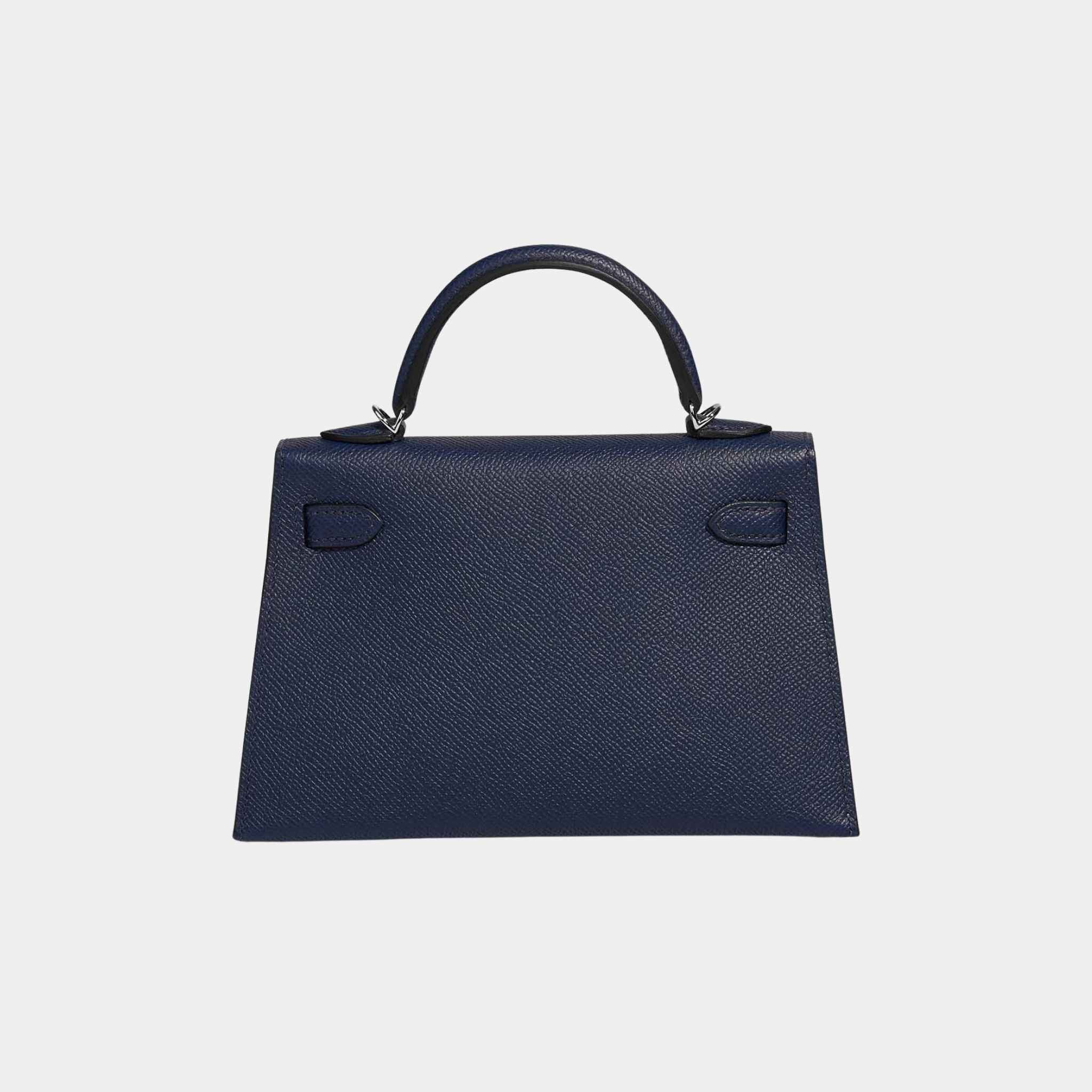 Kelly Mini 20 Epsom Bleu Navy PHW