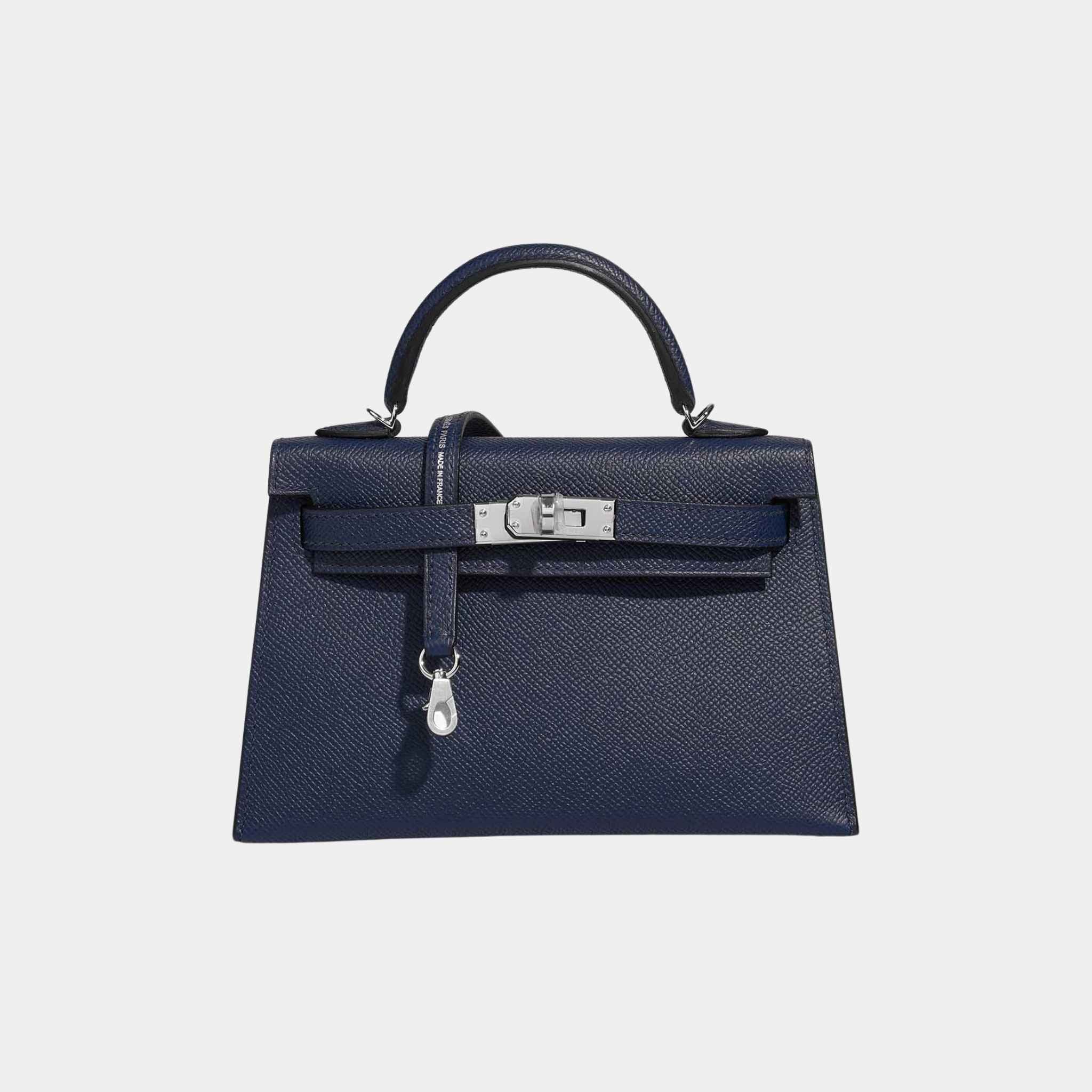 Kelly Mini 20 Epsom Bleu Navy PHW