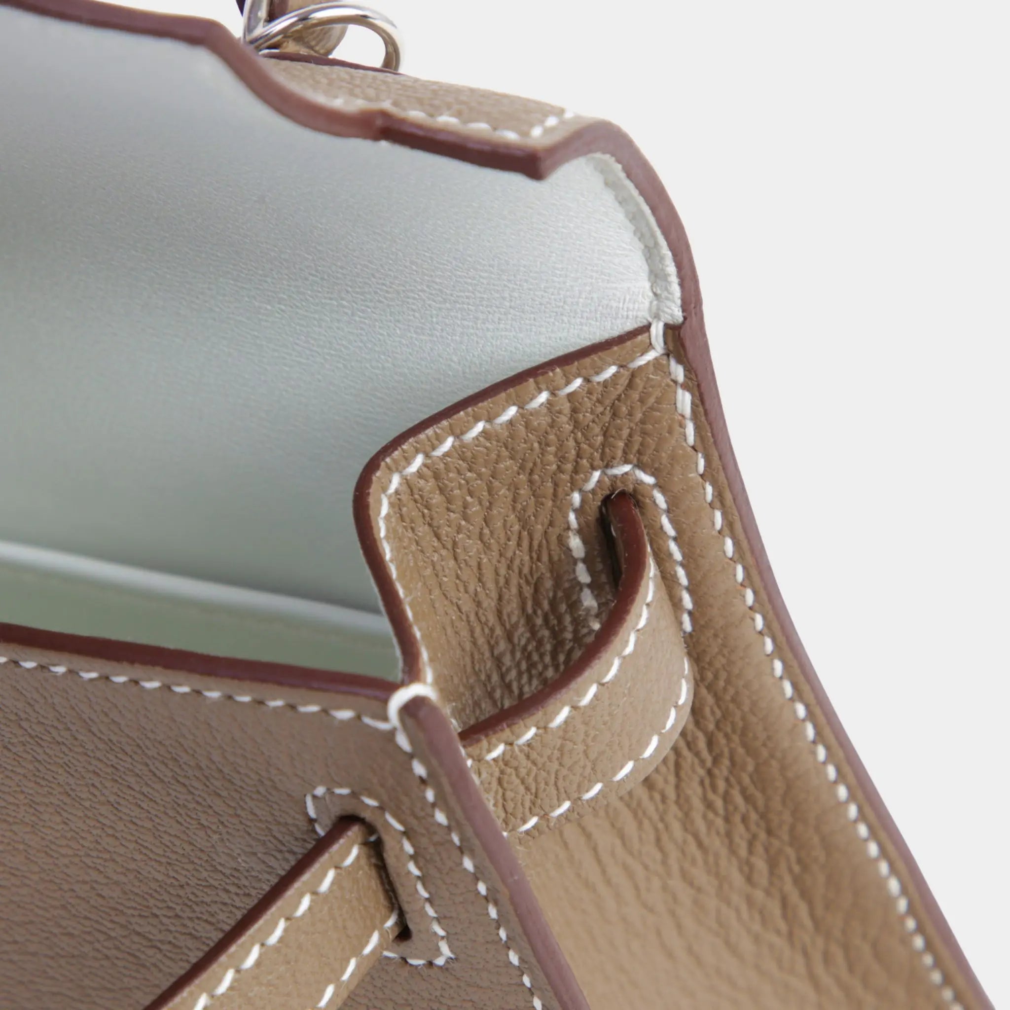 Kelly Mini Chevre Etoupe/Gris Pale PHW