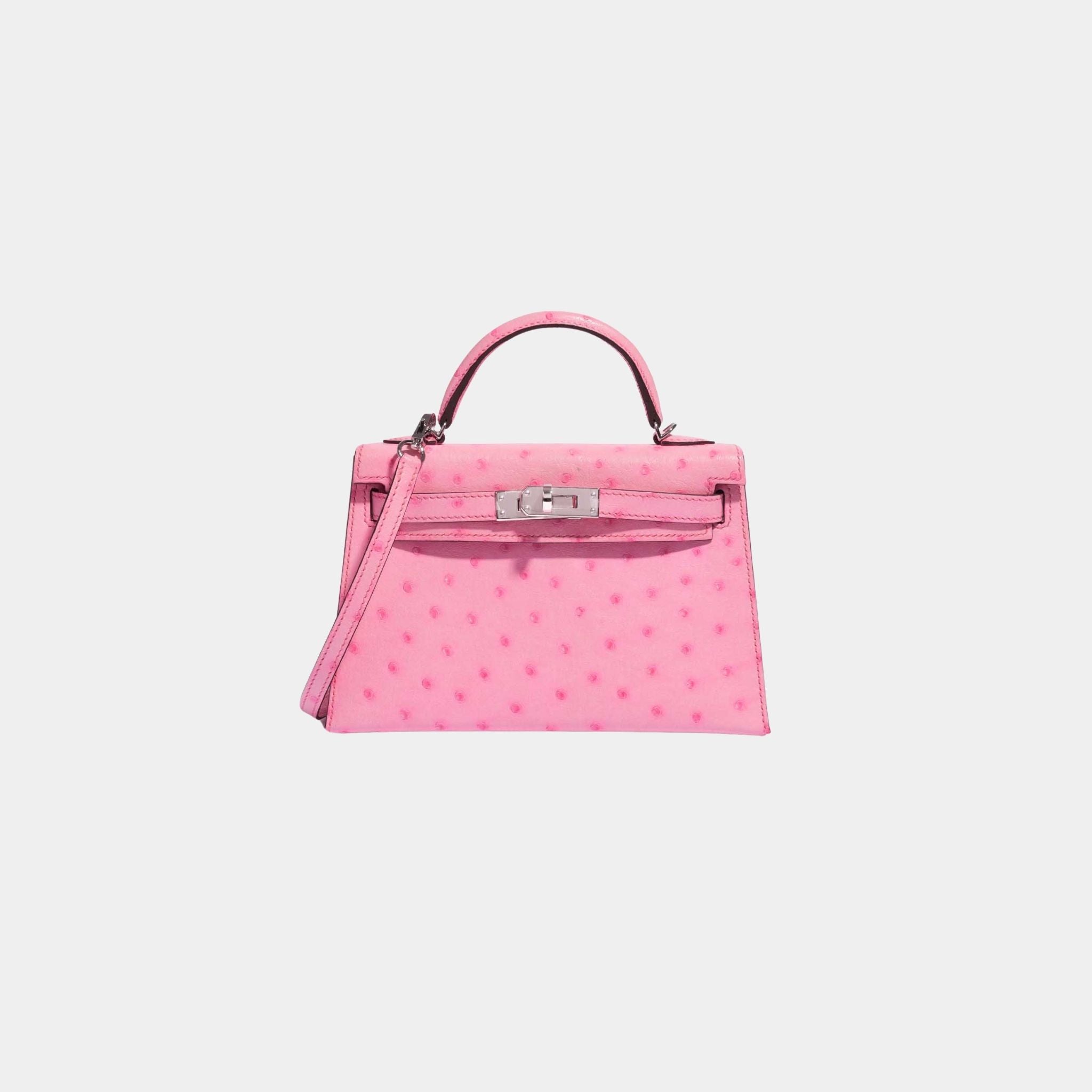 Kelly Mini II 20 In 5P Bubblegum Ostrich PHW