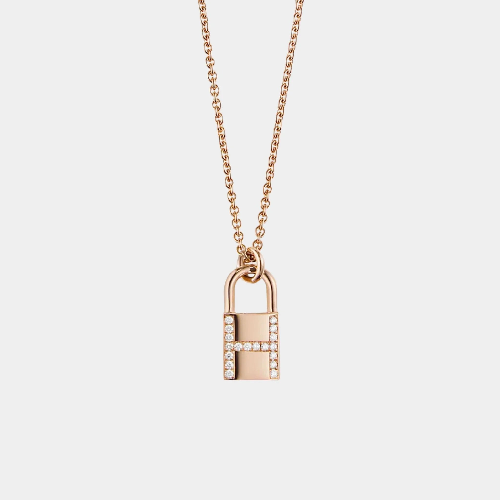 Kelly Padlock Pendant Rose Gold - Diamonds